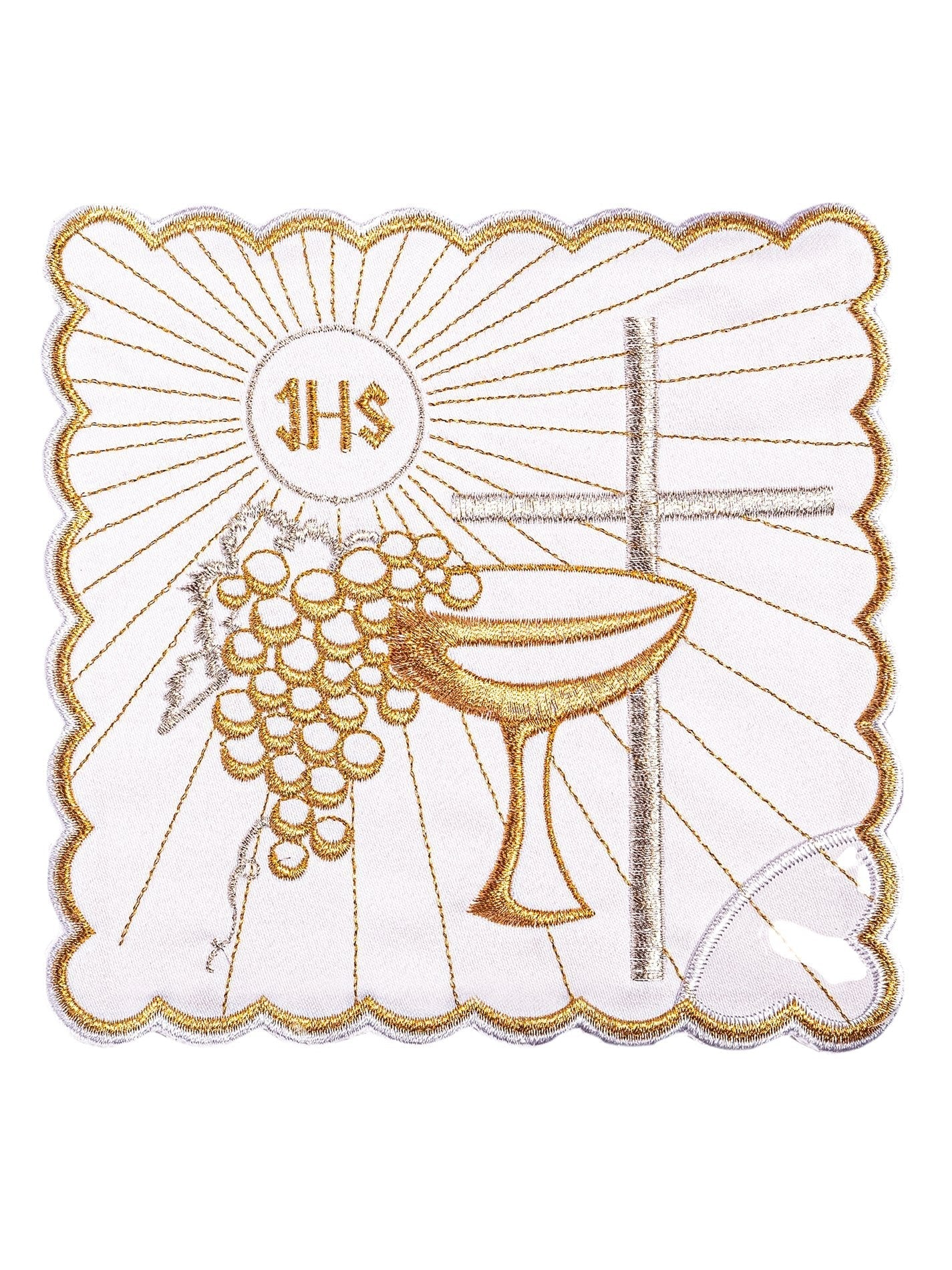Linge d'autel avec une broderie dorée de calice et de croix KK/091 - CHASUBLES.FR