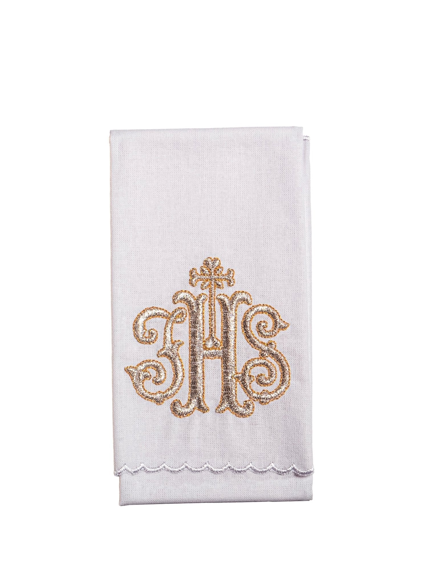 Linge d'autel avec une broderie dorée de IHS KK/072/04 - CHASUBLES.FR