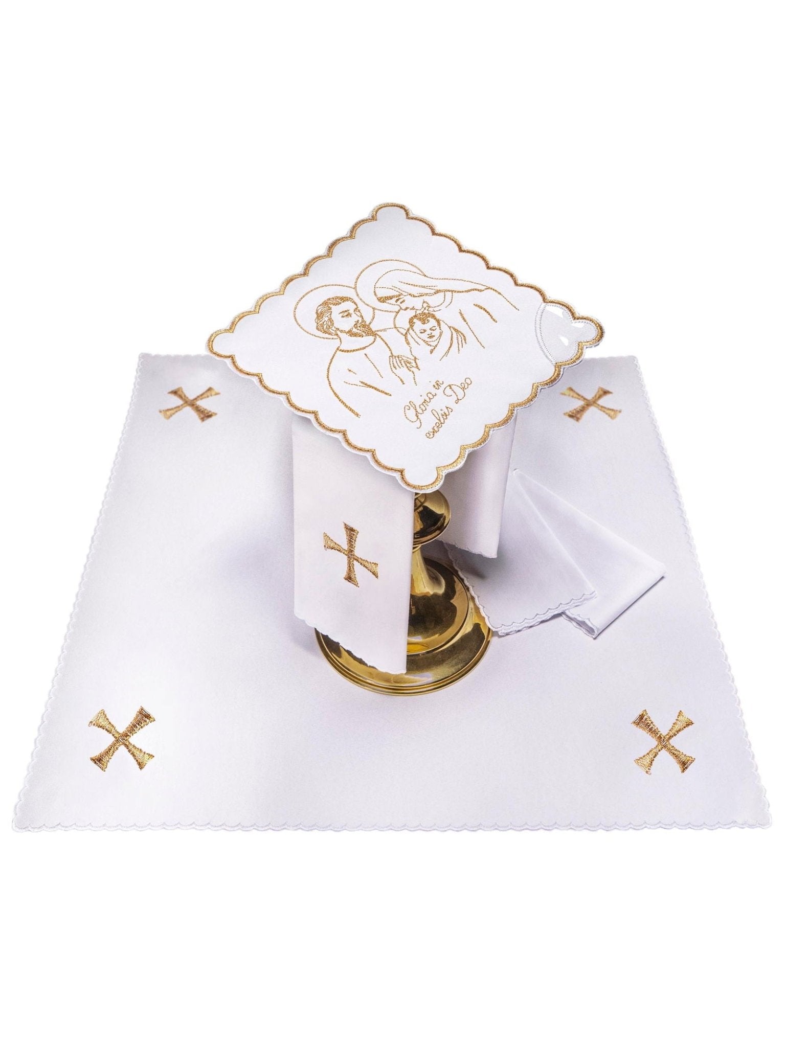 Linge d'autel avec une broderie dorée pour Noël KK/118 - CHASUBLES.FR