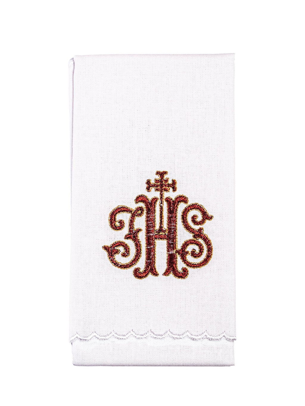 Linge d'autel avec une broderie rouge KK/038 - CHASUBLES.FR