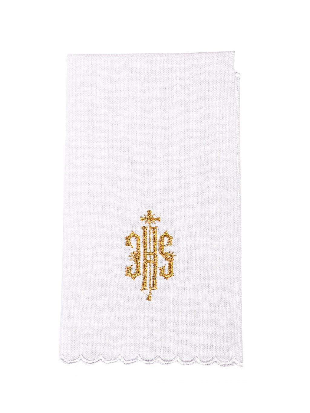 Linge d'autel avec une finition dorée et une broderie IHS KK/029/04 - CHASUBLES.FR