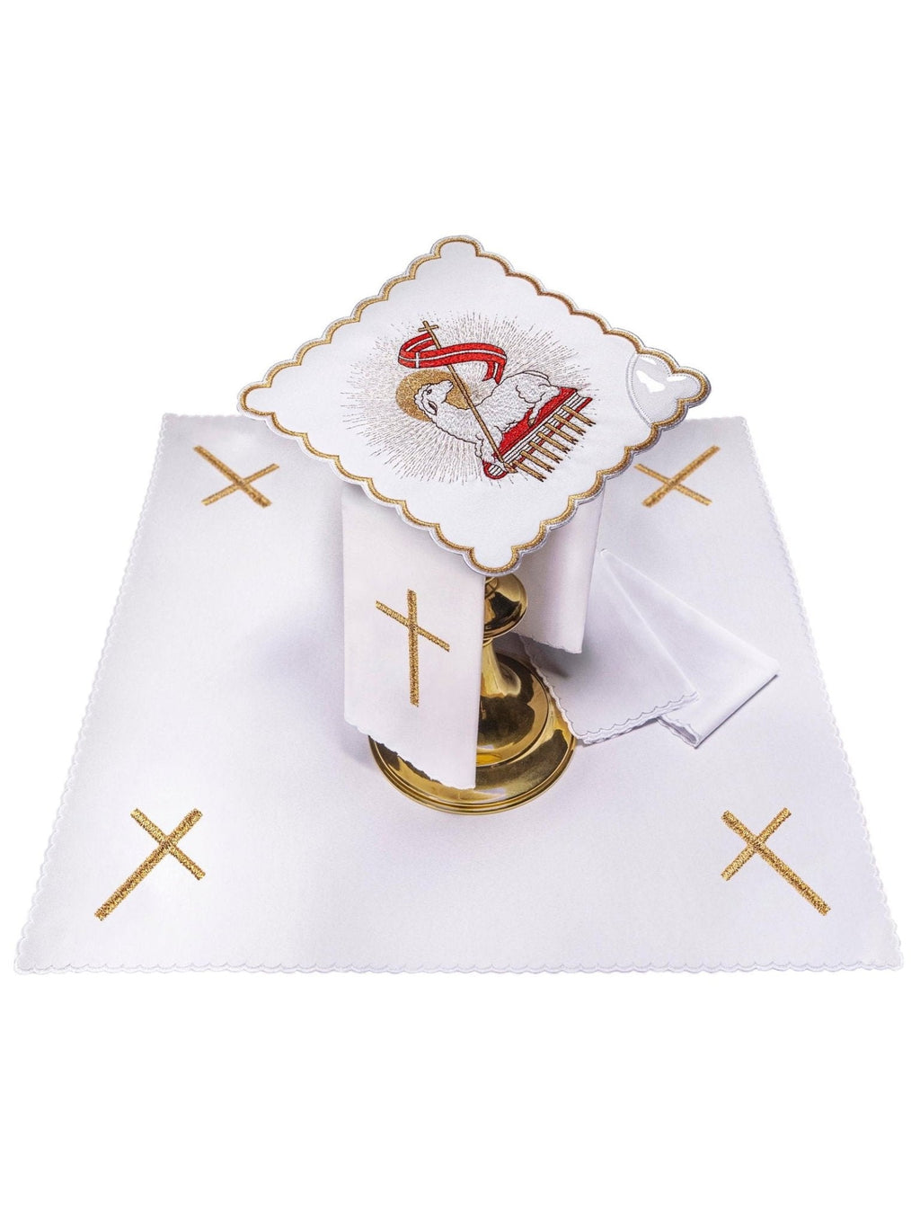 Linge d'autel brodé avec le motif de l'Agneau de Dieu KK/100 - CHASUBLES.FR