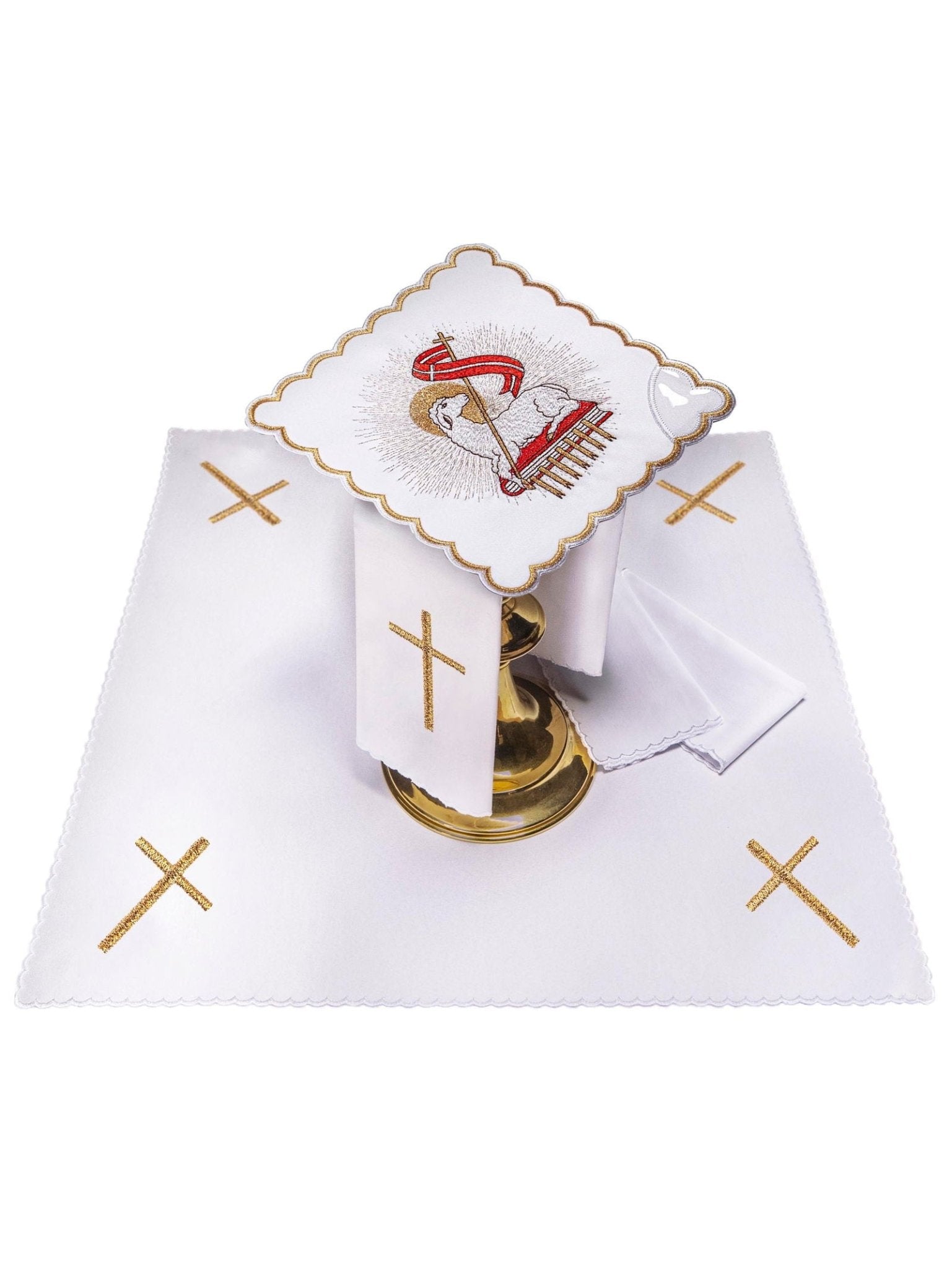 Linge d'autel brodé avec le motif de l'Agneau de Dieu KK/100 - CHASUBLES.FR
