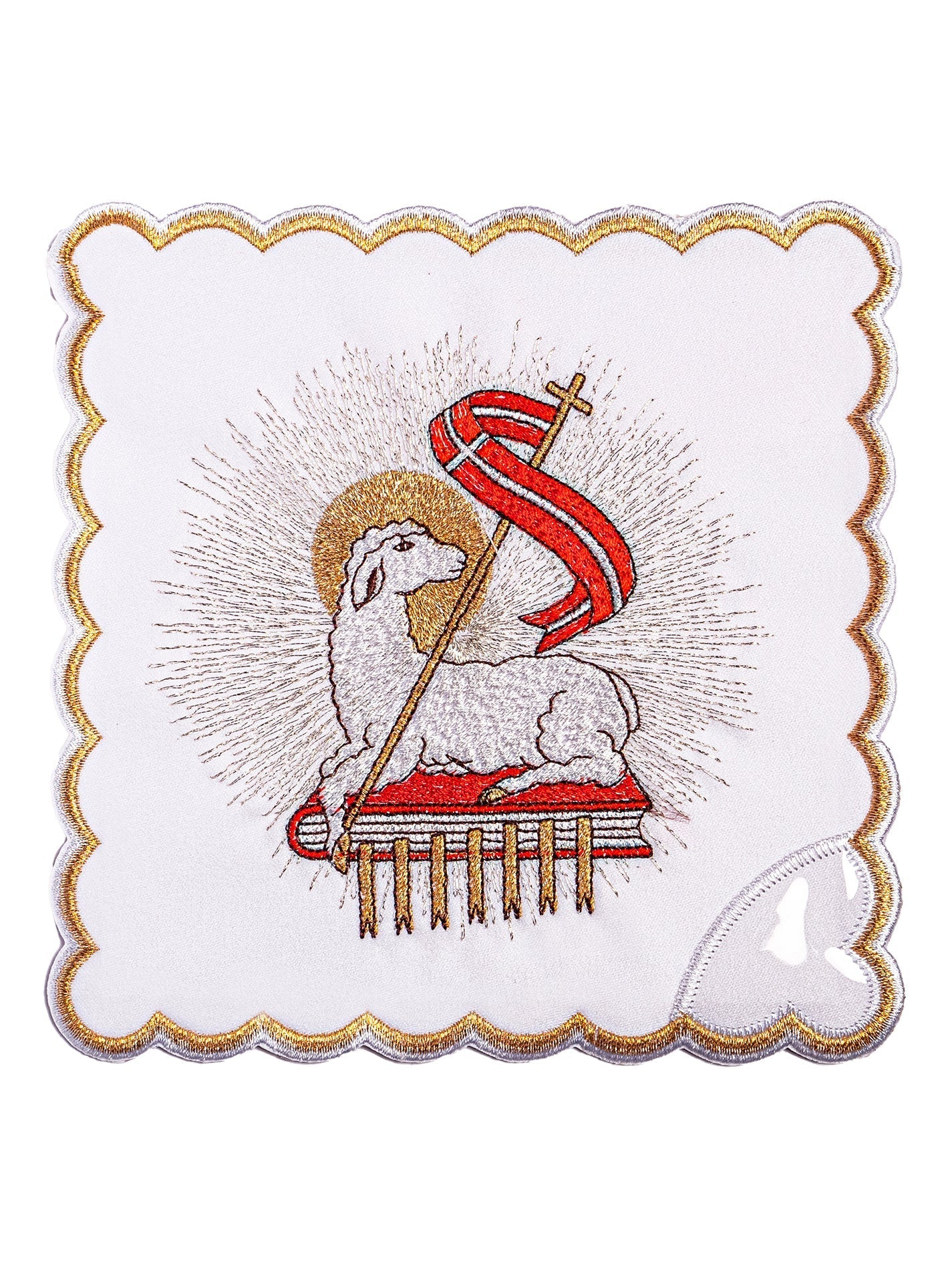 Linge d'autel brodé avec le motif de l'Agneau de Dieu KK/100 - CHASUBLES.FR