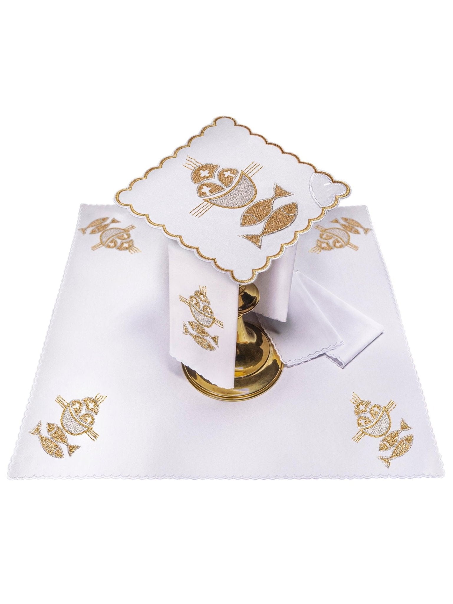 Linge d'autel brodé avec le motif des poissons KK/018 - CHASUBLES.FR
