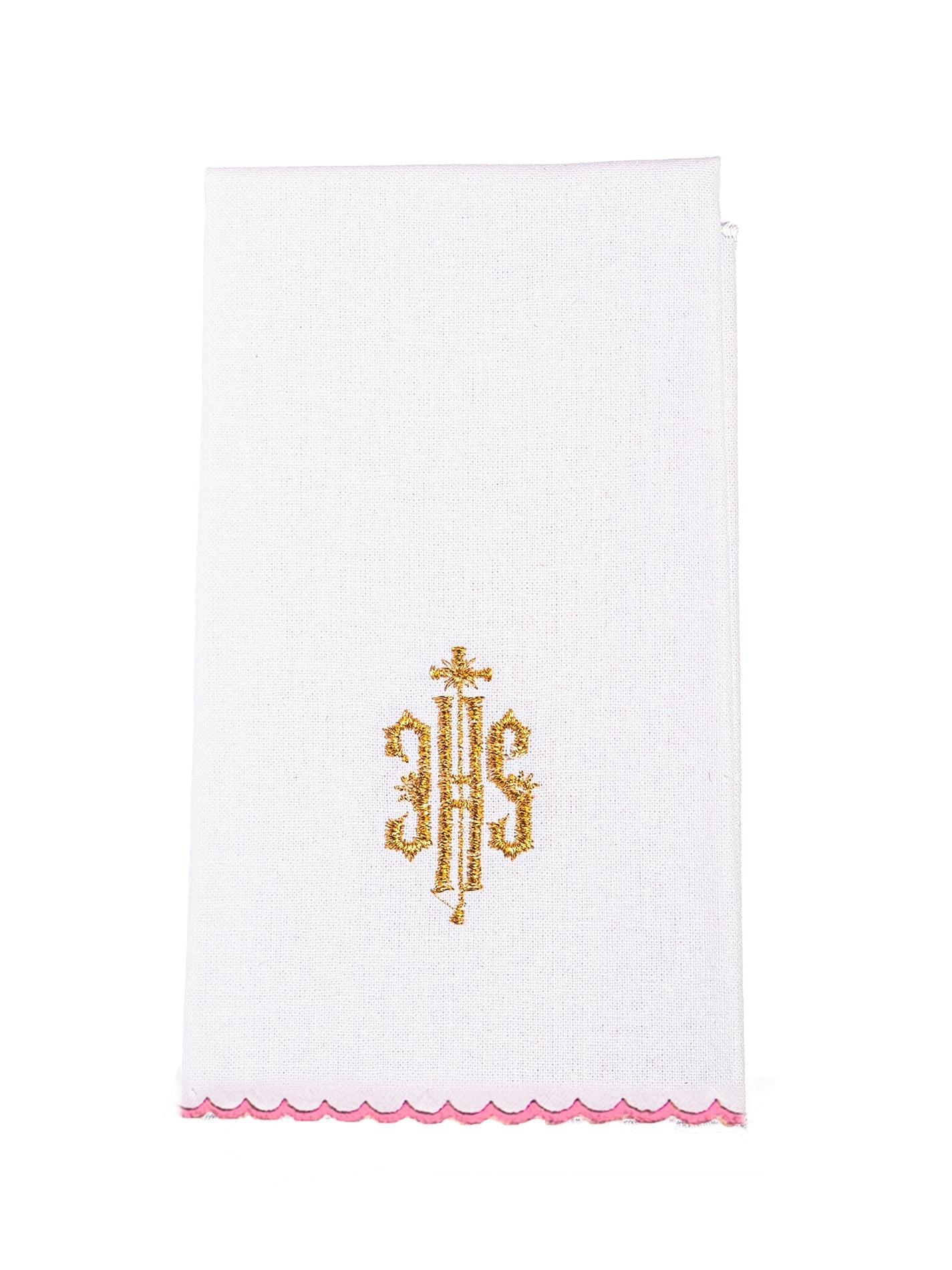 Linge d'autel brodé avec le motif IHS en rose KK/029/08 - CHASUBLES.FR