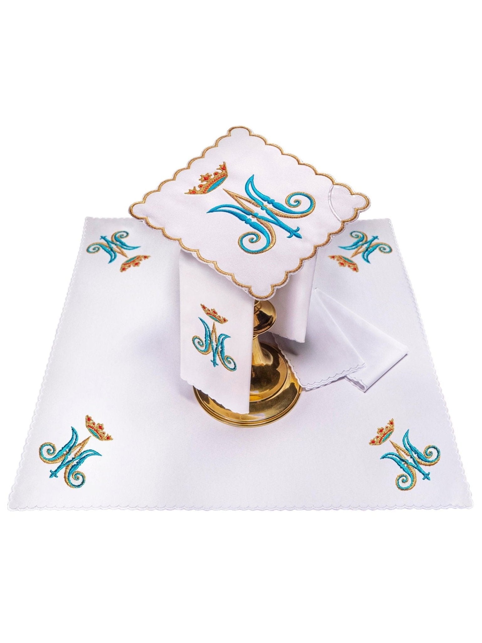 Linge d'autel brodé avec le motif marial KK/164 - CHASUBLES.FR