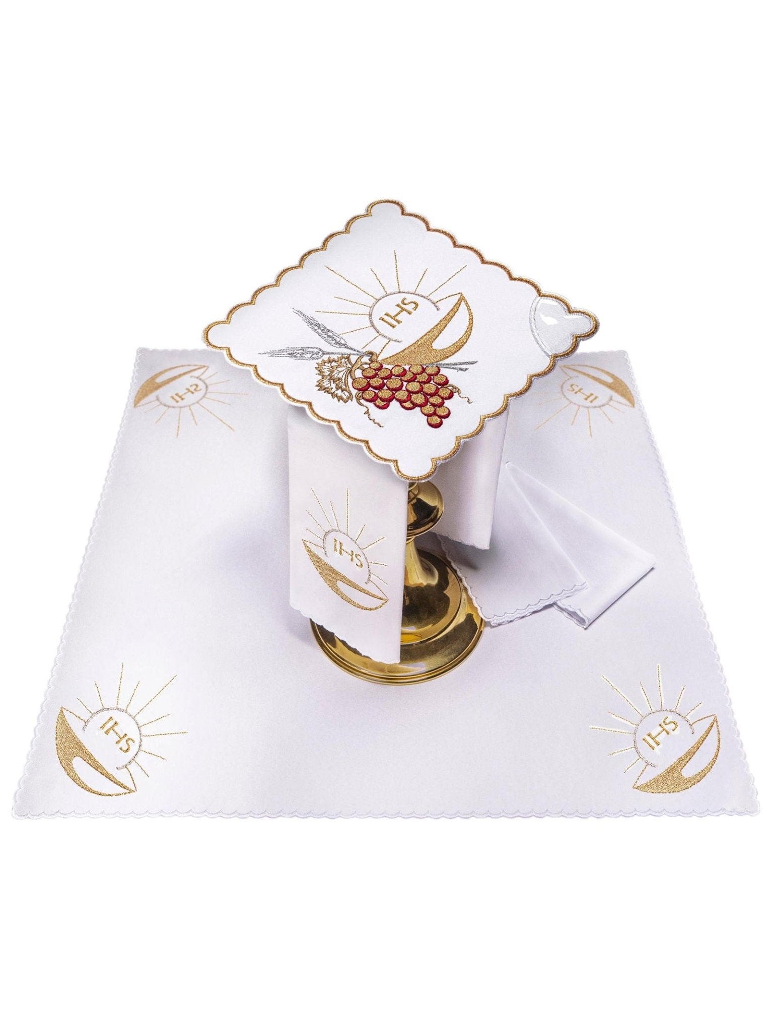 Linge d'autel brodé avec un motif de calice eucharistique KK/046 - CHASUBLES.FR