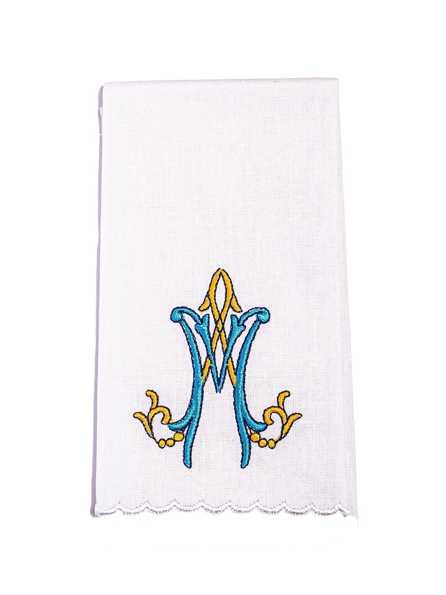 Linge d'autel brodé avec un motif marial coloré KK/078 - CHASUBLES.FR