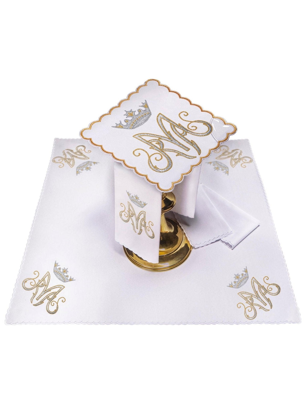 Linge d'autel brodé avec un motif marial coloré KK/003/C2 - CHASUBLES.FR
