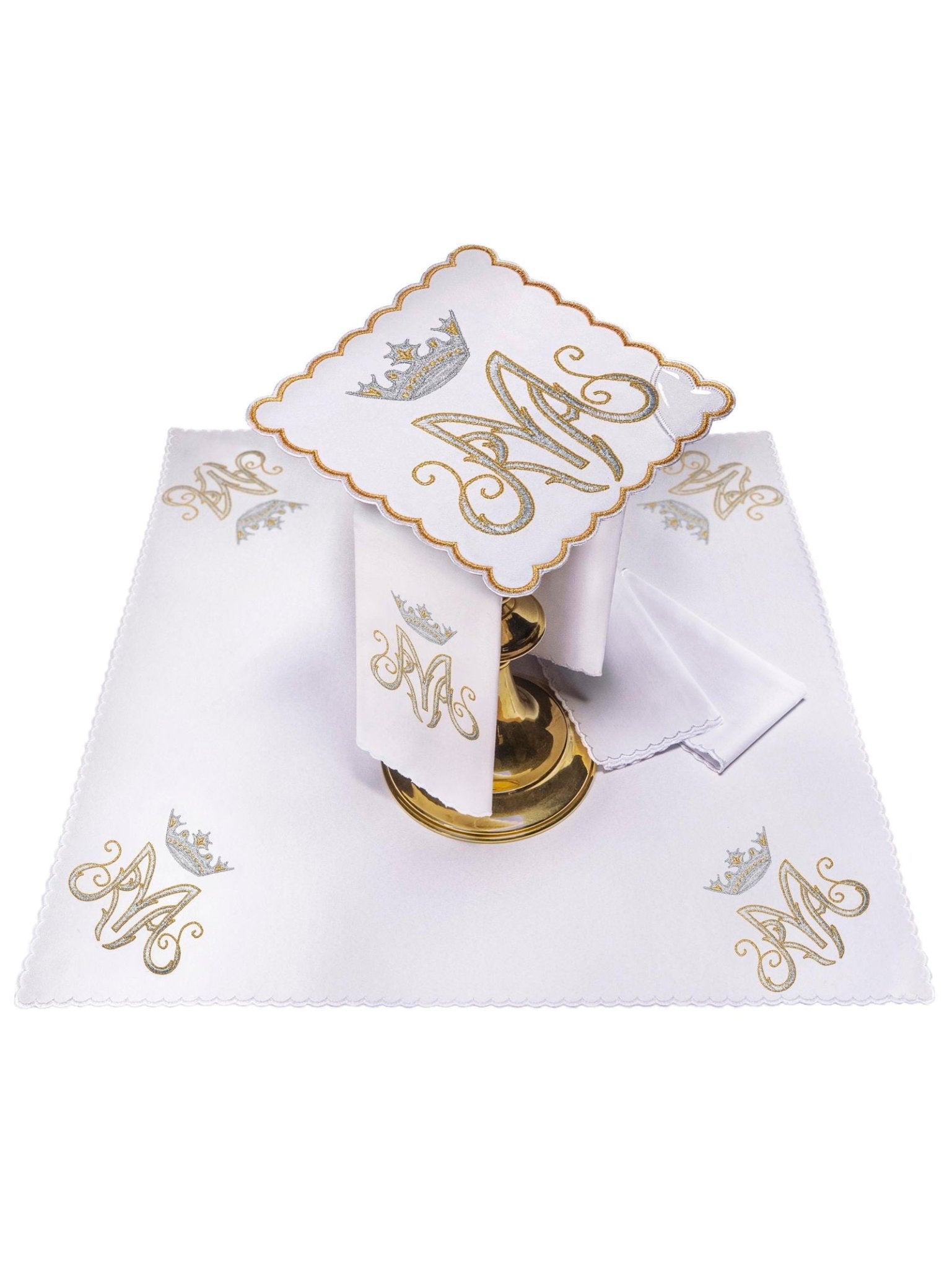 Linge d'autel brodé avec un motif marial coloré KK/003/C2 - CHASUBLES.FR