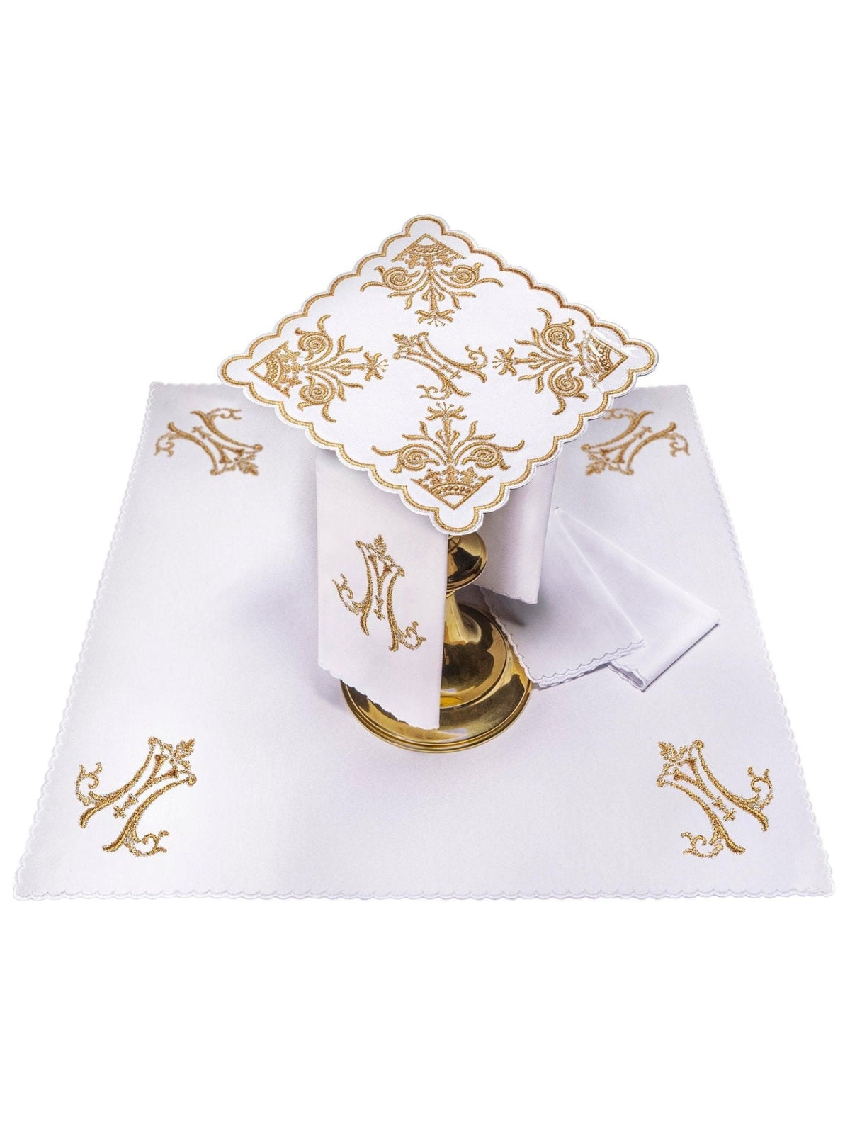 Linge d'autel brodé avec un motif marial coloré KK/077 - CHASUBLES.FR