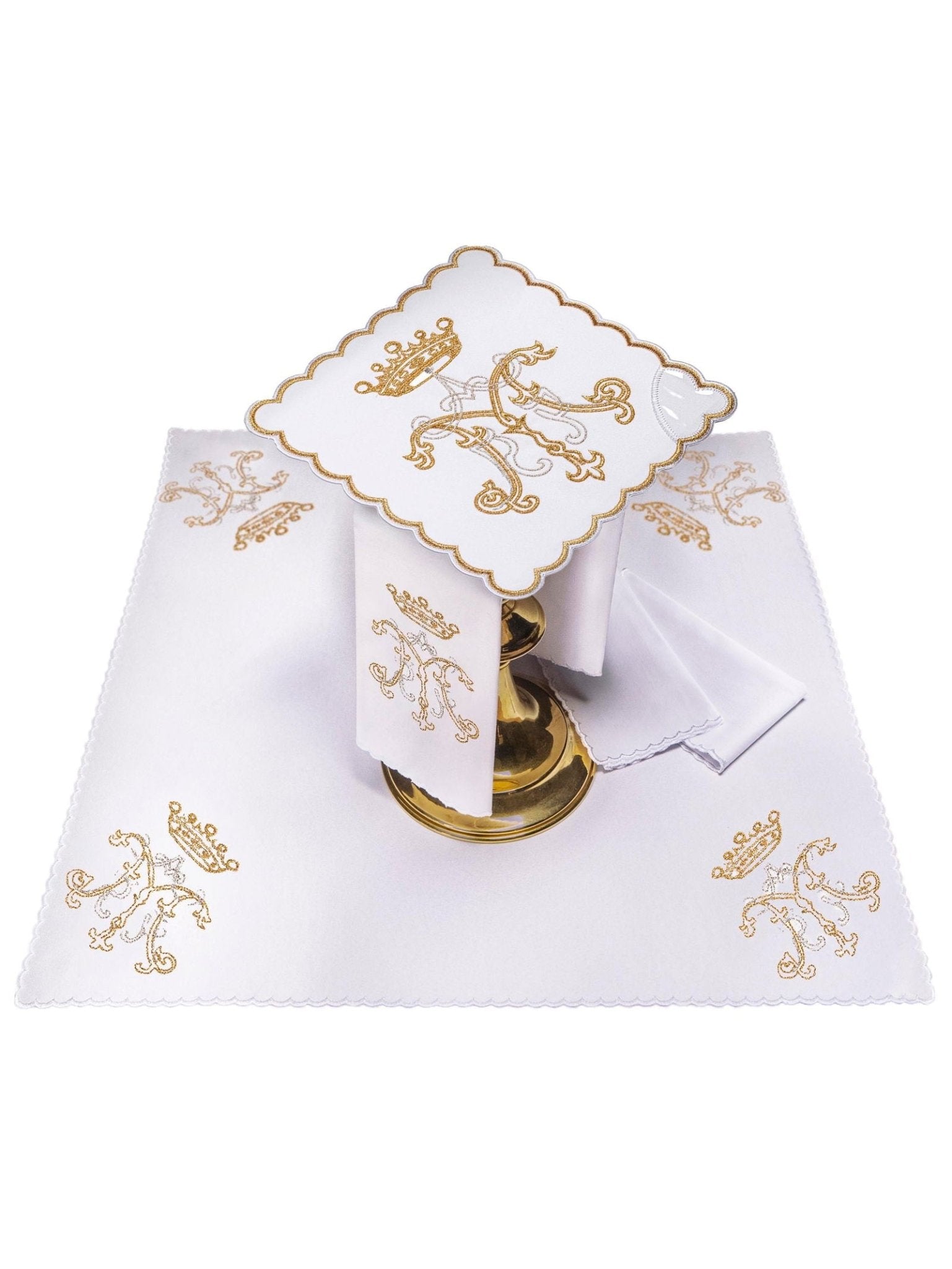 Linge d'autel brodé avec un motif marial coloré KK/020 - CHASUBLES.FR