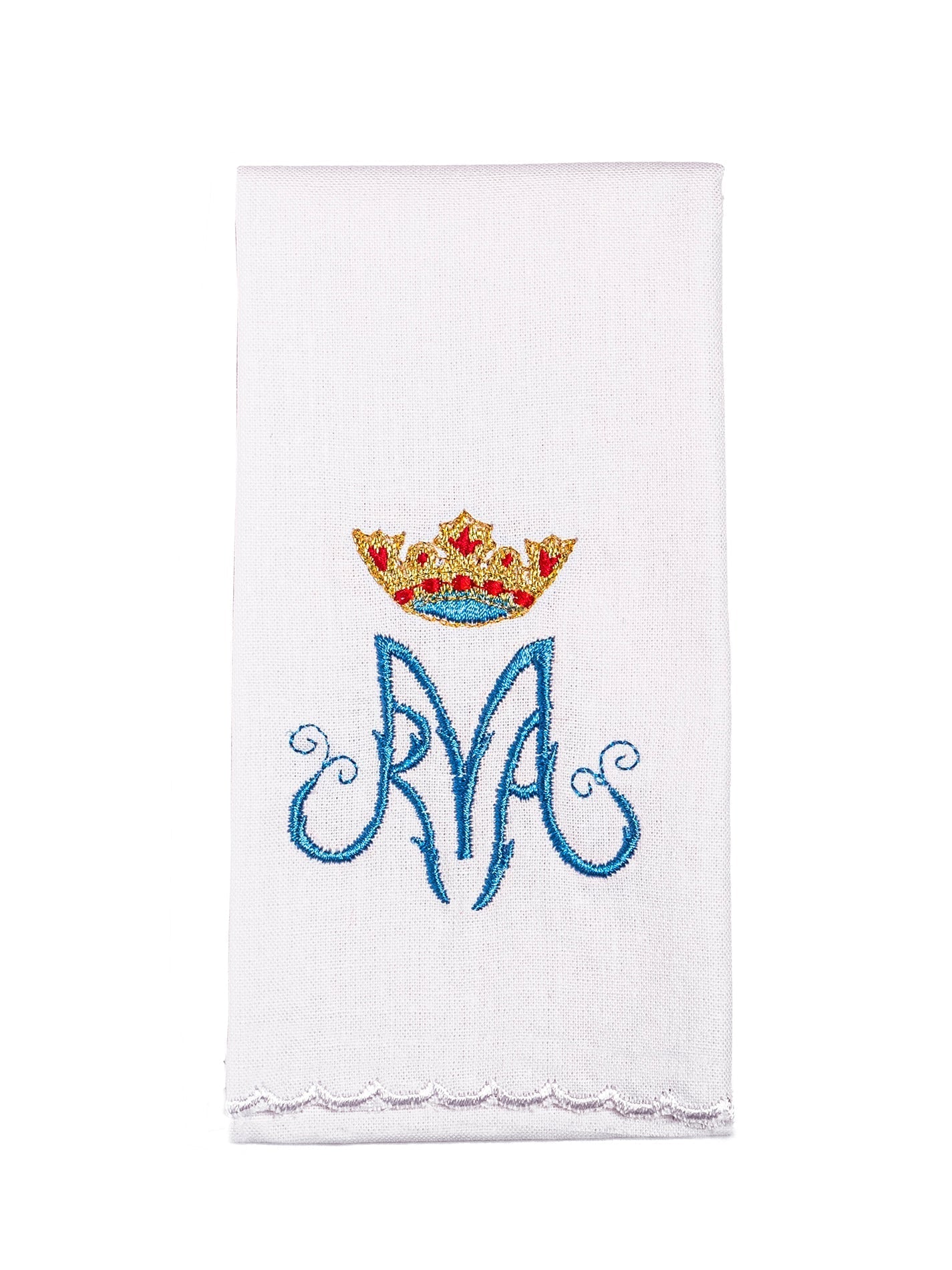Linge d'autel brodé avec un motif marial coloré KK/003/C1 - CHASUBLES.FR