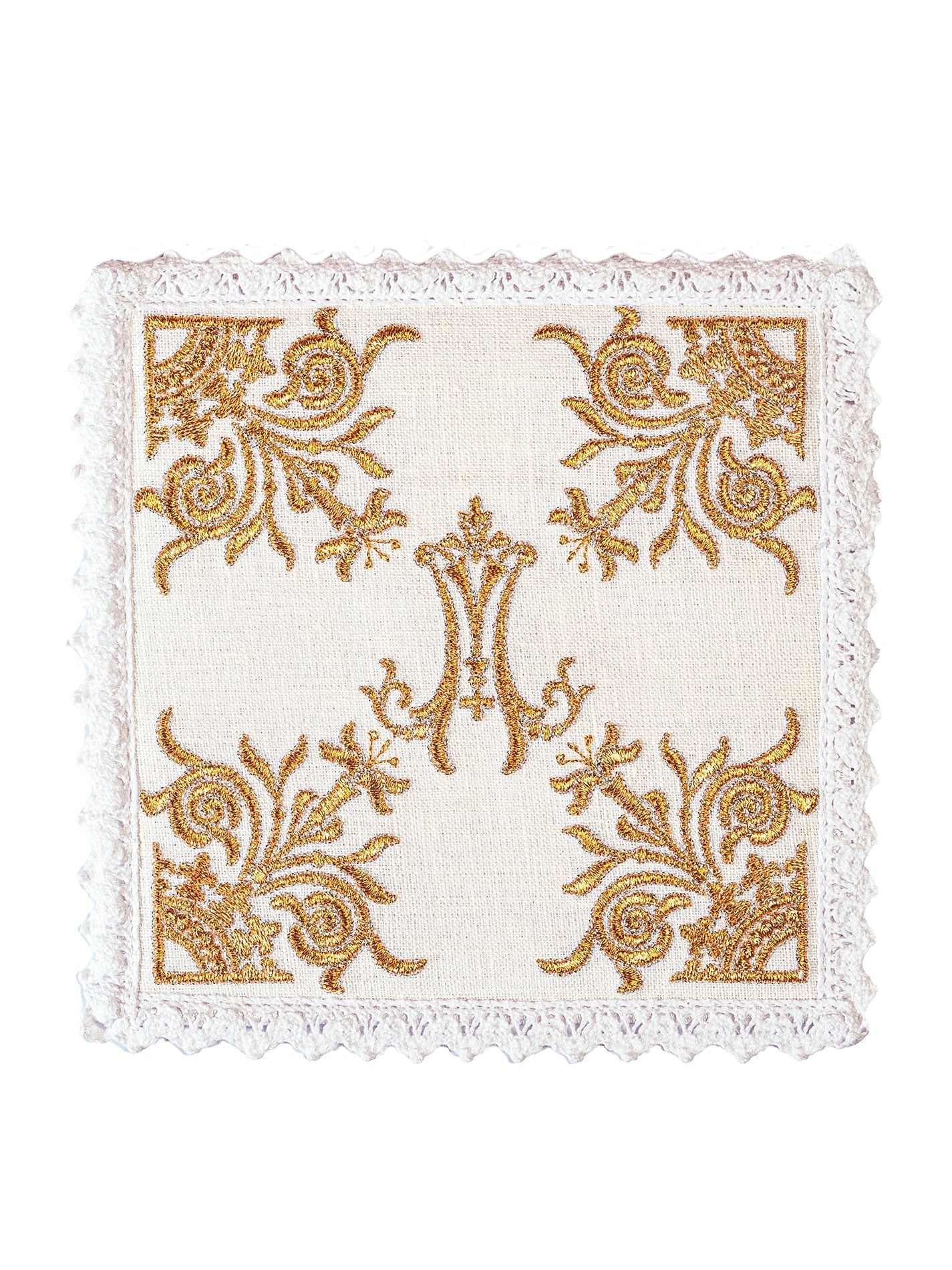 Linge d'autel brodé avec un motif marial richement décoré KKL/077 - CHASUBLES.FR