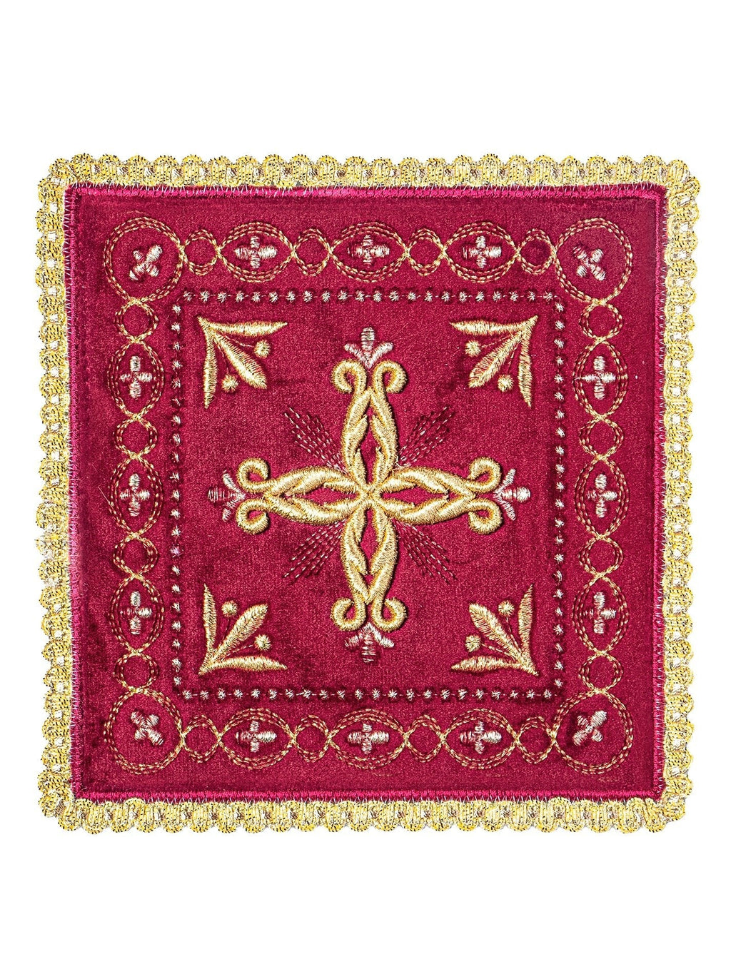 Linge d'autel brodé en velours bordeaux KK/5006/C1 - CHASUBLES.FR