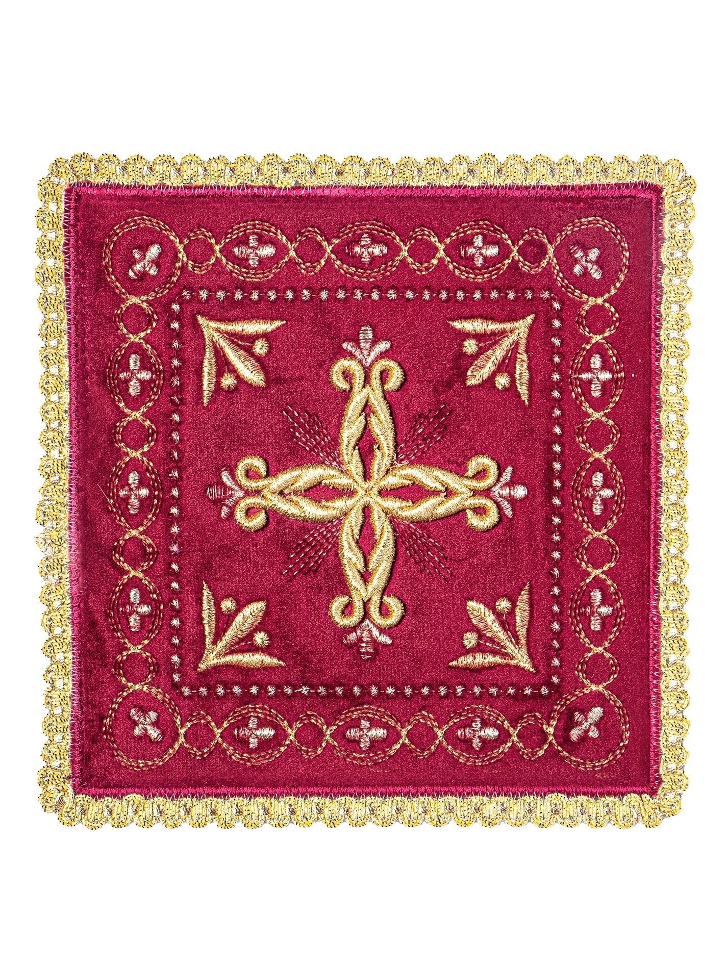 Linge d'autel brodé en velours bordeaux KK/5006/C1 - CHASUBLES.FR