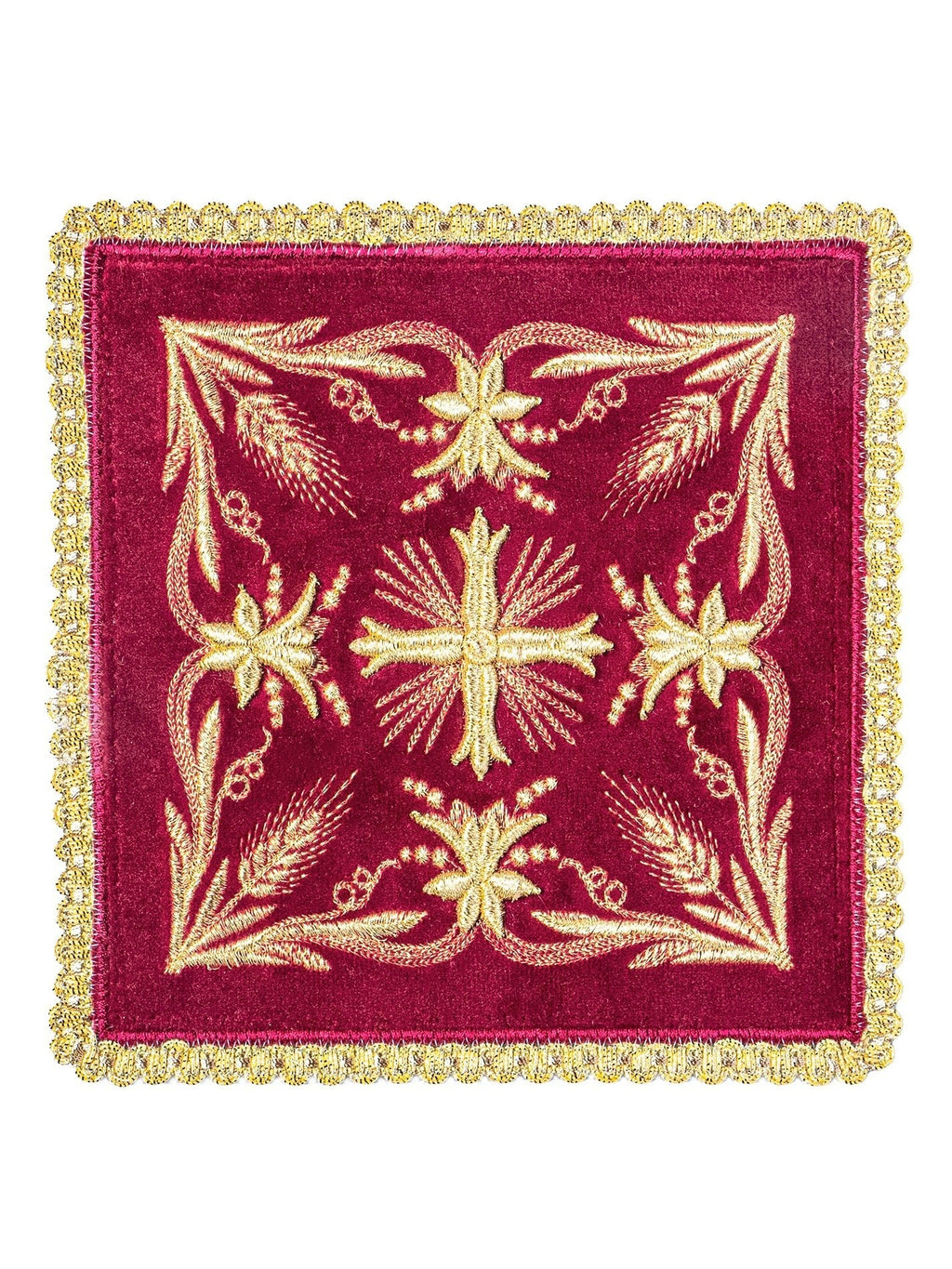 Linge d'autel brodé en velours bordeaux KK/5001/C1 - CHASUBLES.FR