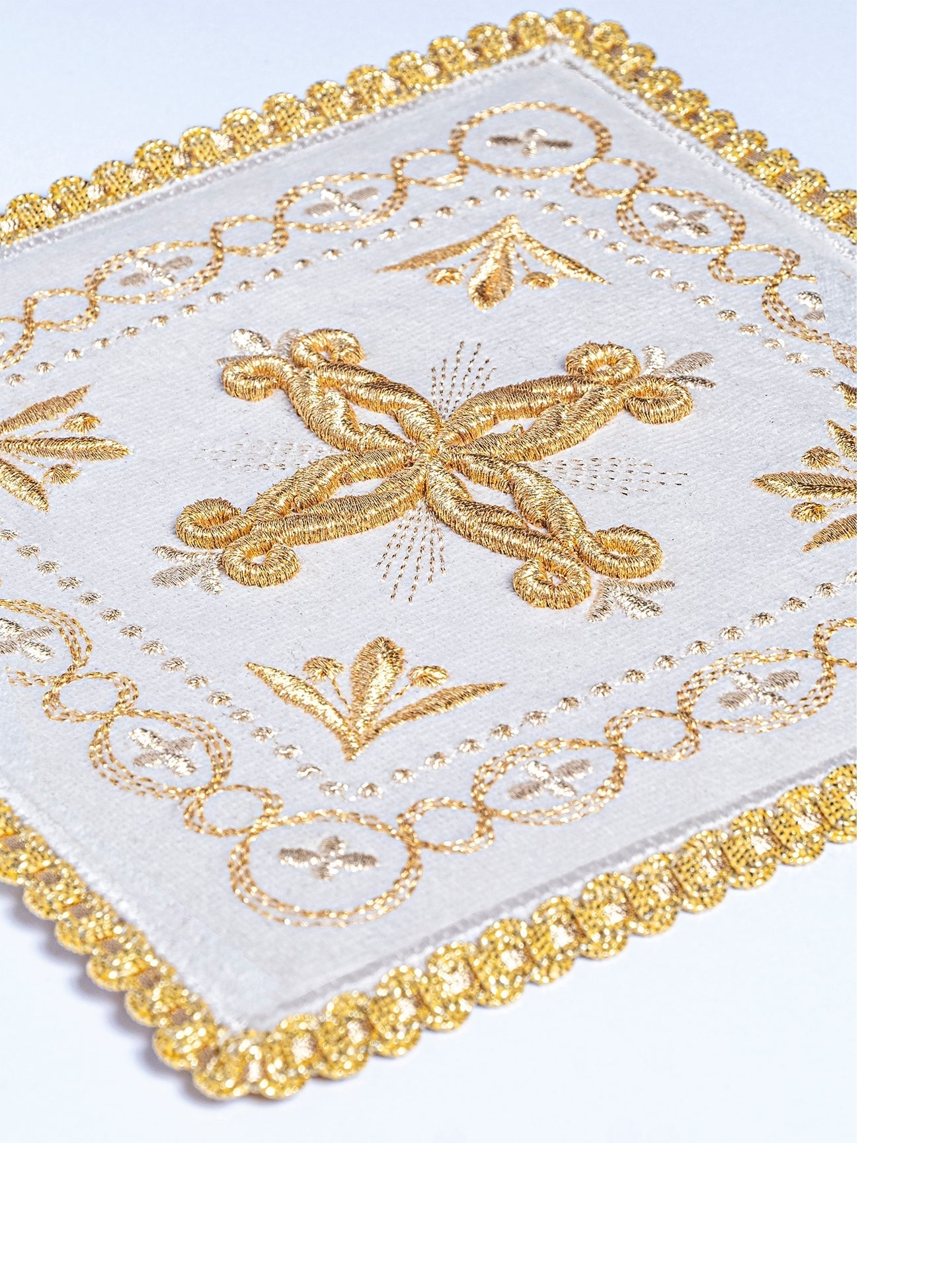 Linge d'autel brodé en velours écru KK/5006/C2 - CHASUBLES.FR