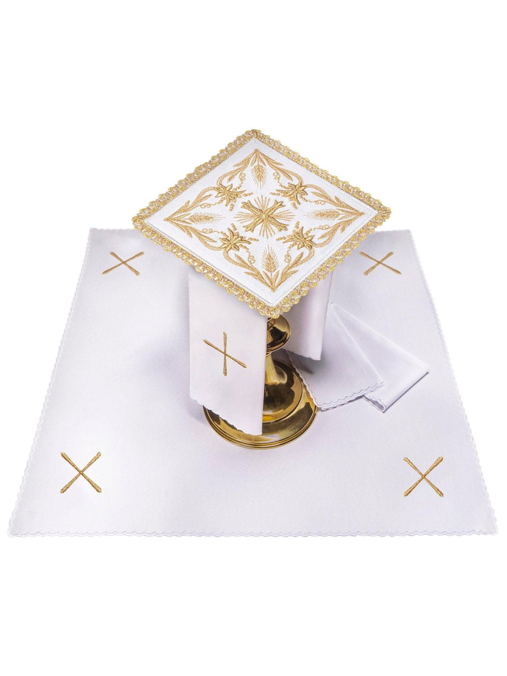 Linge d'autel brodé en velours écru KK/5001/C2 - CHASUBLES.FR