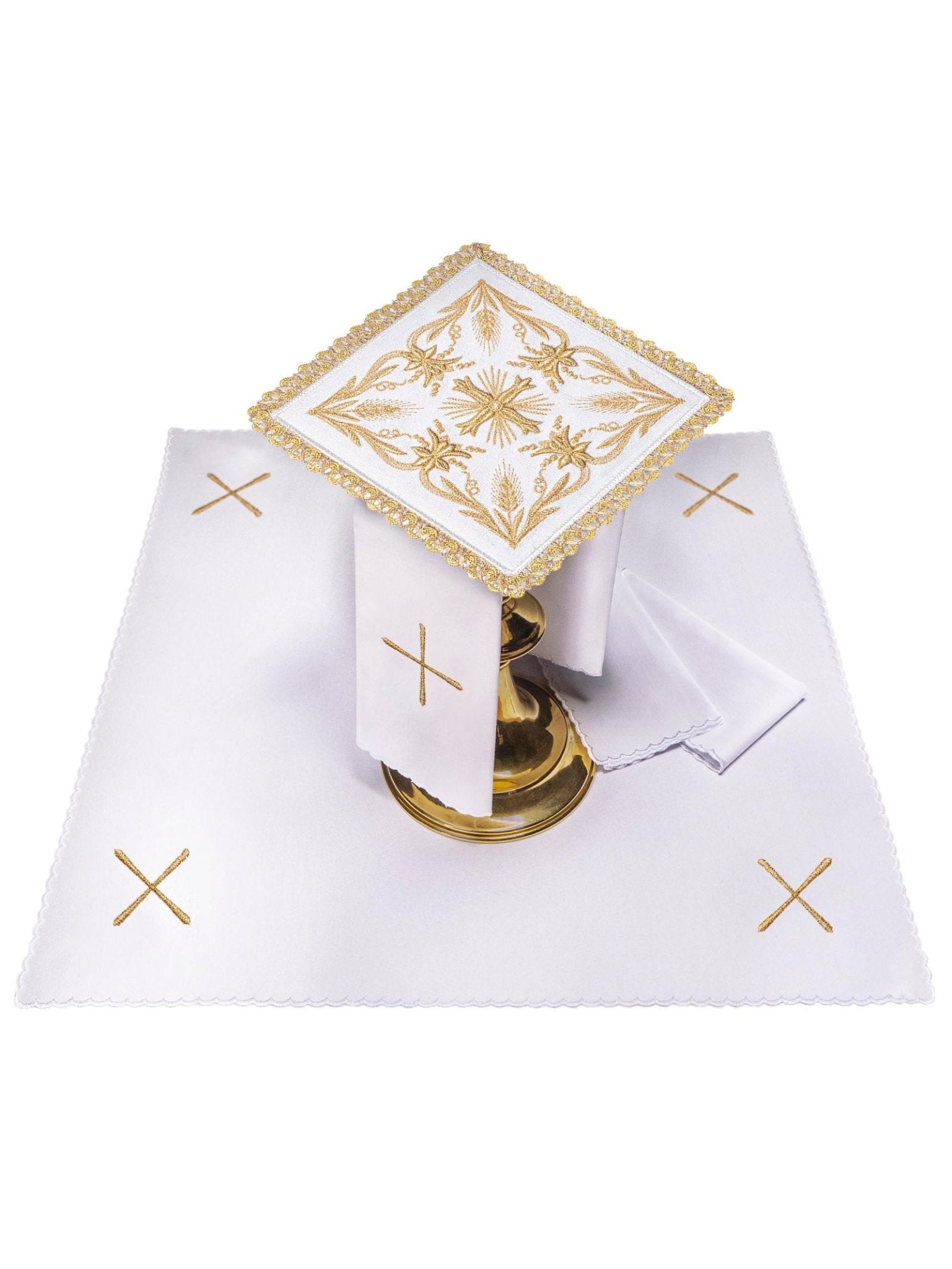 Linge d'autel brodé en velours écru KK/5001/C2 - CHASUBLES.FR