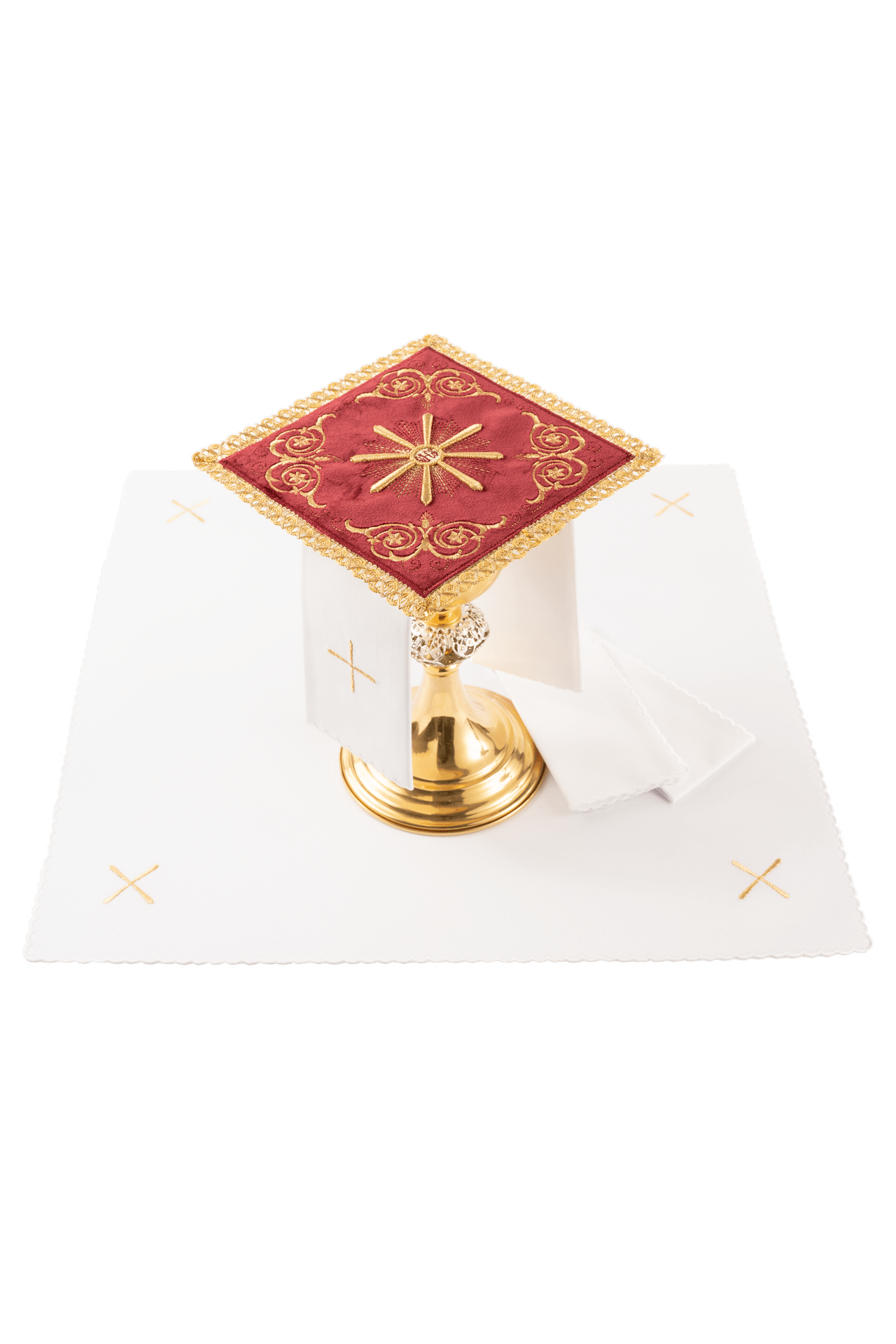 Linge d’autel brodé en velours rouge KDT/5034/02/W - CHASUBLES.FR