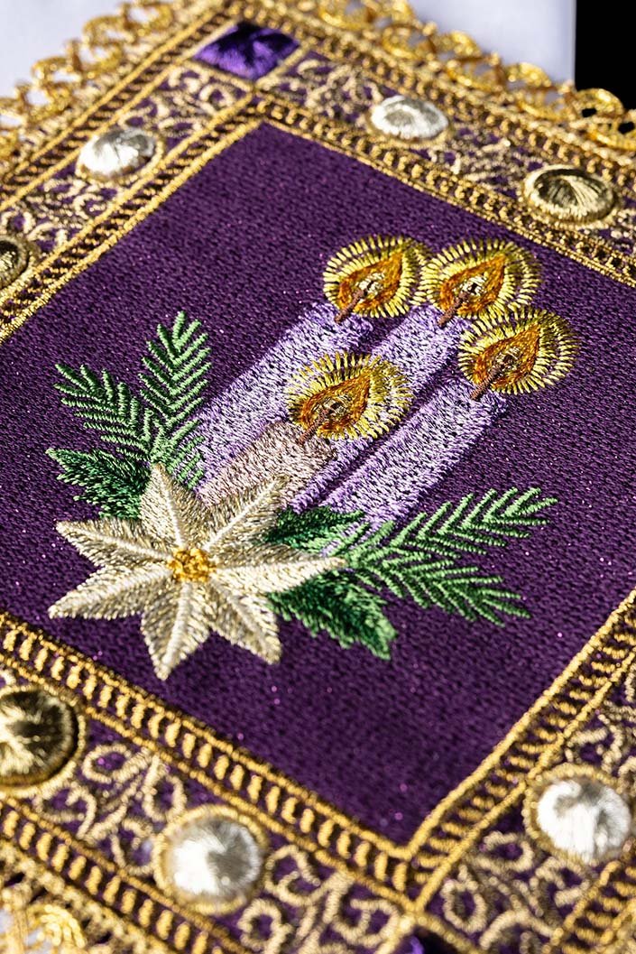 Linge d’Autel Brodé pour l’Avent S-5176/03 - CHASUBLES.FR