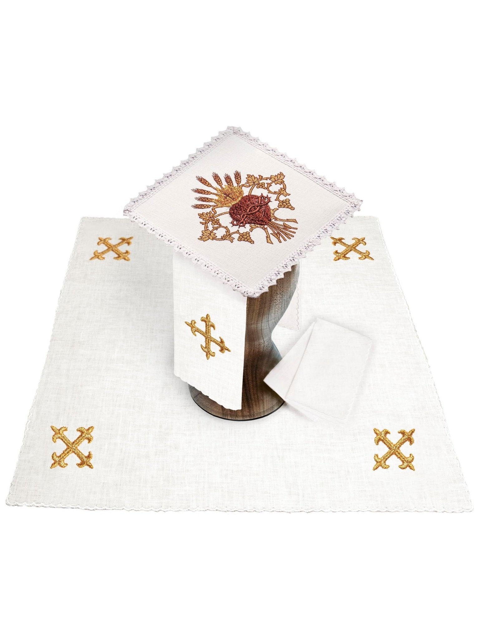 Linge d'autel brodée en lin KKL/167 - CHASUBLES.FR