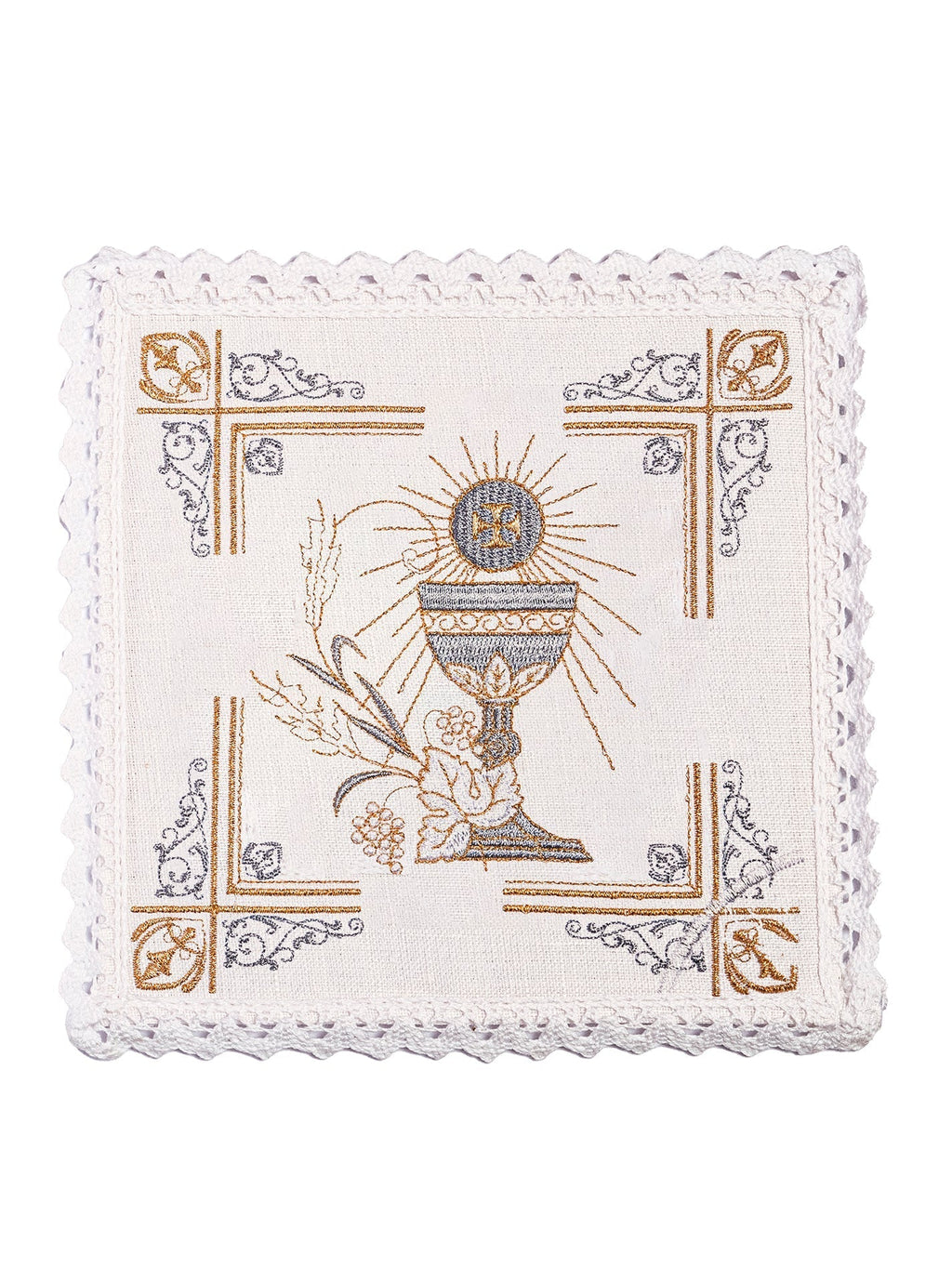 Linge d'autel brodée en lin KKL/163 - CHASUBLES.FR
