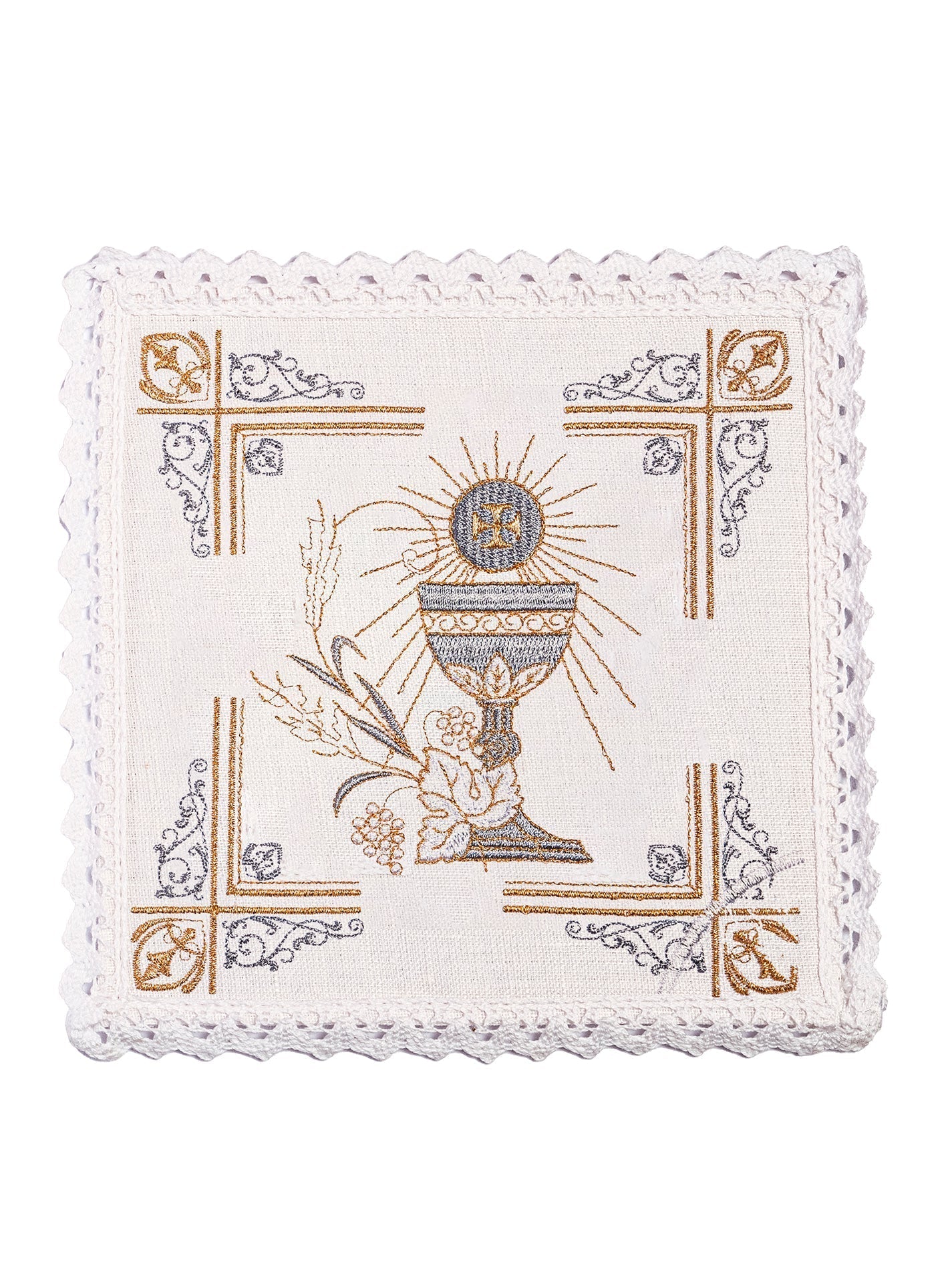 Linge d'autel brodée en lin KKL/163 - CHASUBLES.FR