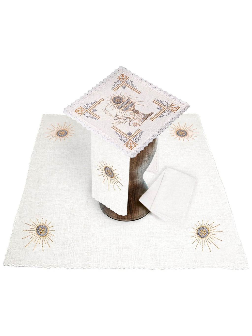 Linge d'autel brodée en lin KKL/163 - CHASUBLES.FR