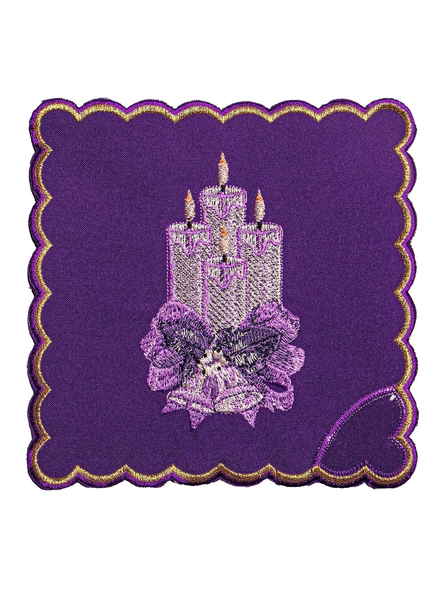 Linge d'autel de l'Avent brodé en lin KK/169 - CHASUBLES.FR