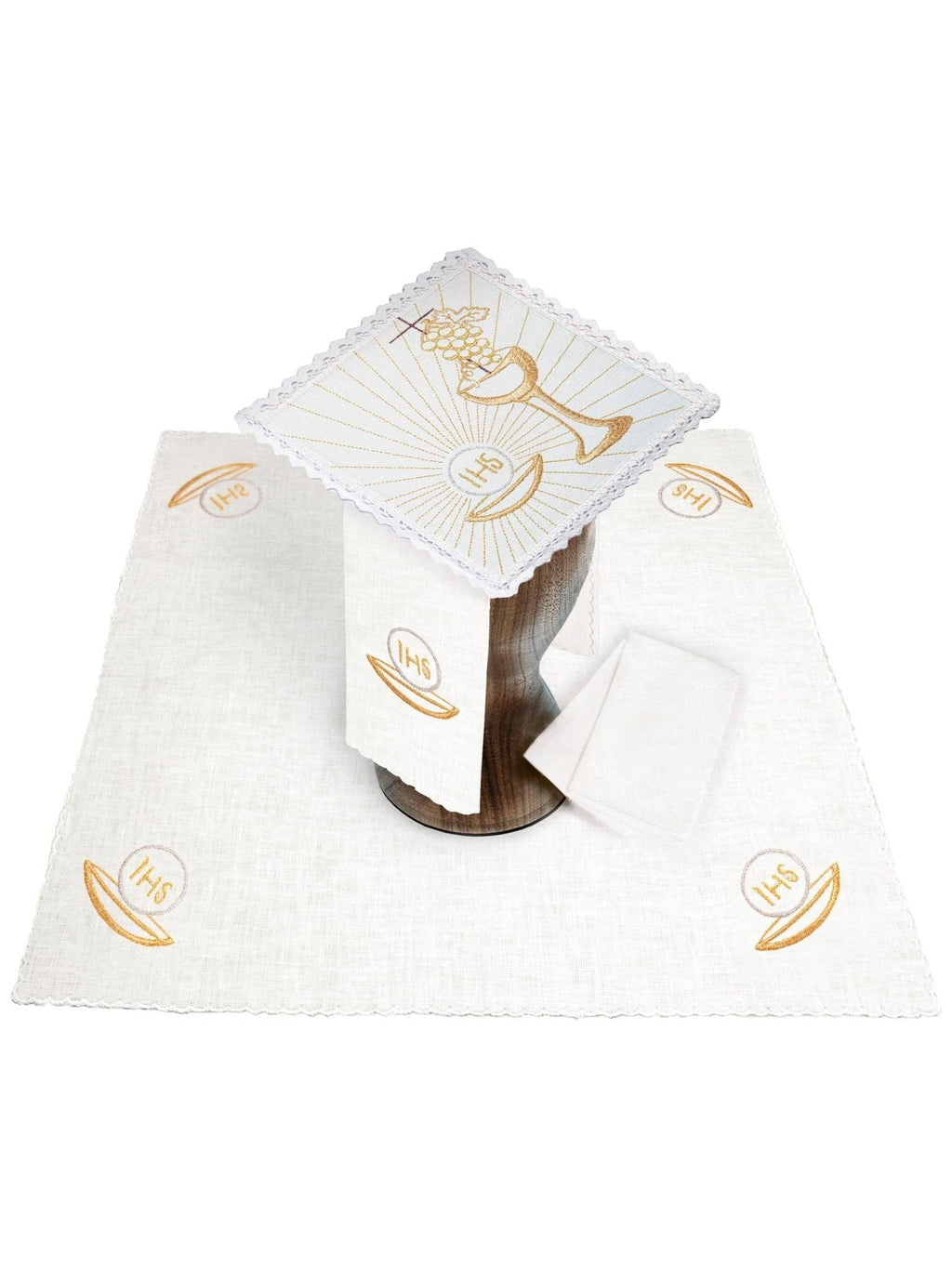 Linge d'autel en lin avec broderie délicate du calice en or KKL/089 - CHASUBLES.FR