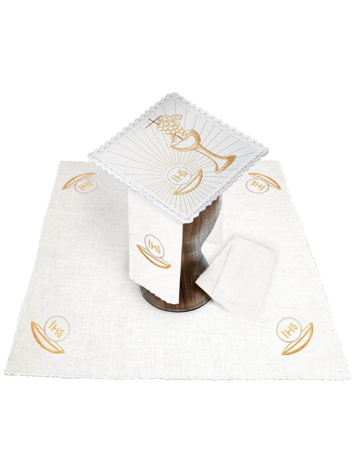 Linge d'autel en lin avec broderie délicate du calice en or KKL/089 - CHASUBLES.FR