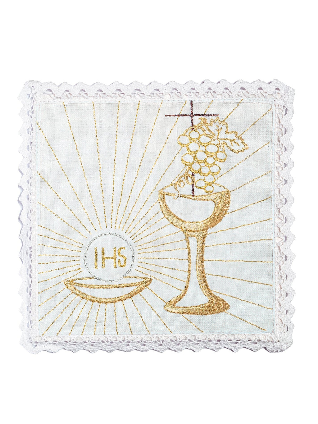 Linge d'autel en lin avec broderie délicate du calice en or KKL/089 - CHASUBLES.FR