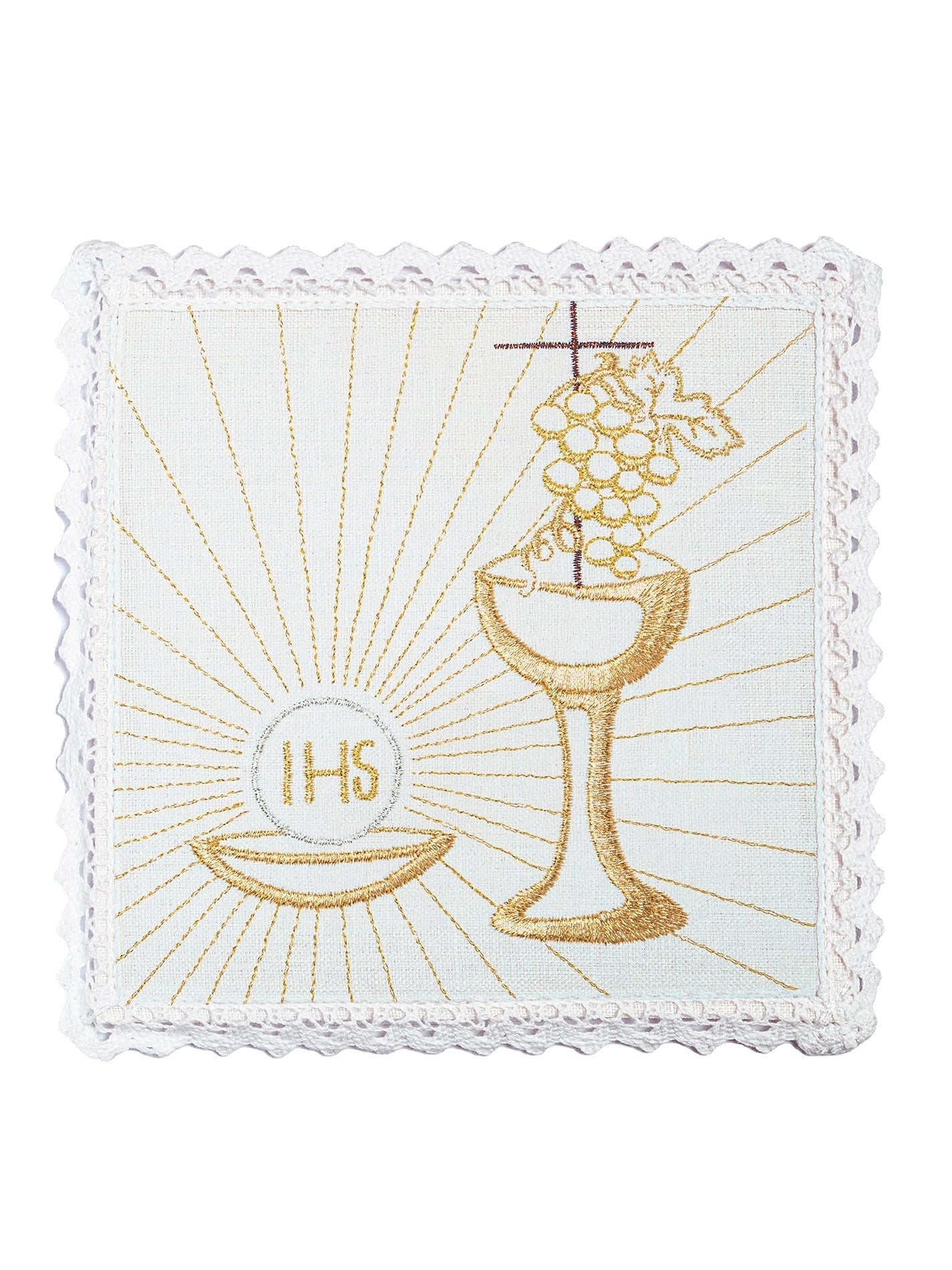 Linge d'autel en lin avec broderie délicate du calice en or KKL/089 - CHASUBLES.FR