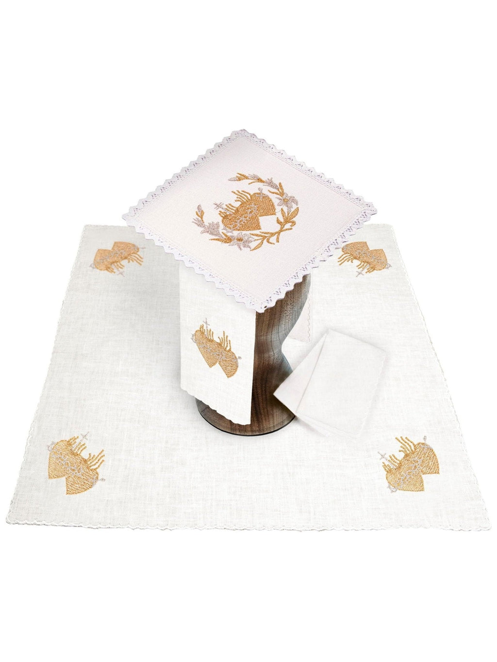 Linge d'autel en lin avec broderie dorée KKL/016 - CHASUBLES.FR