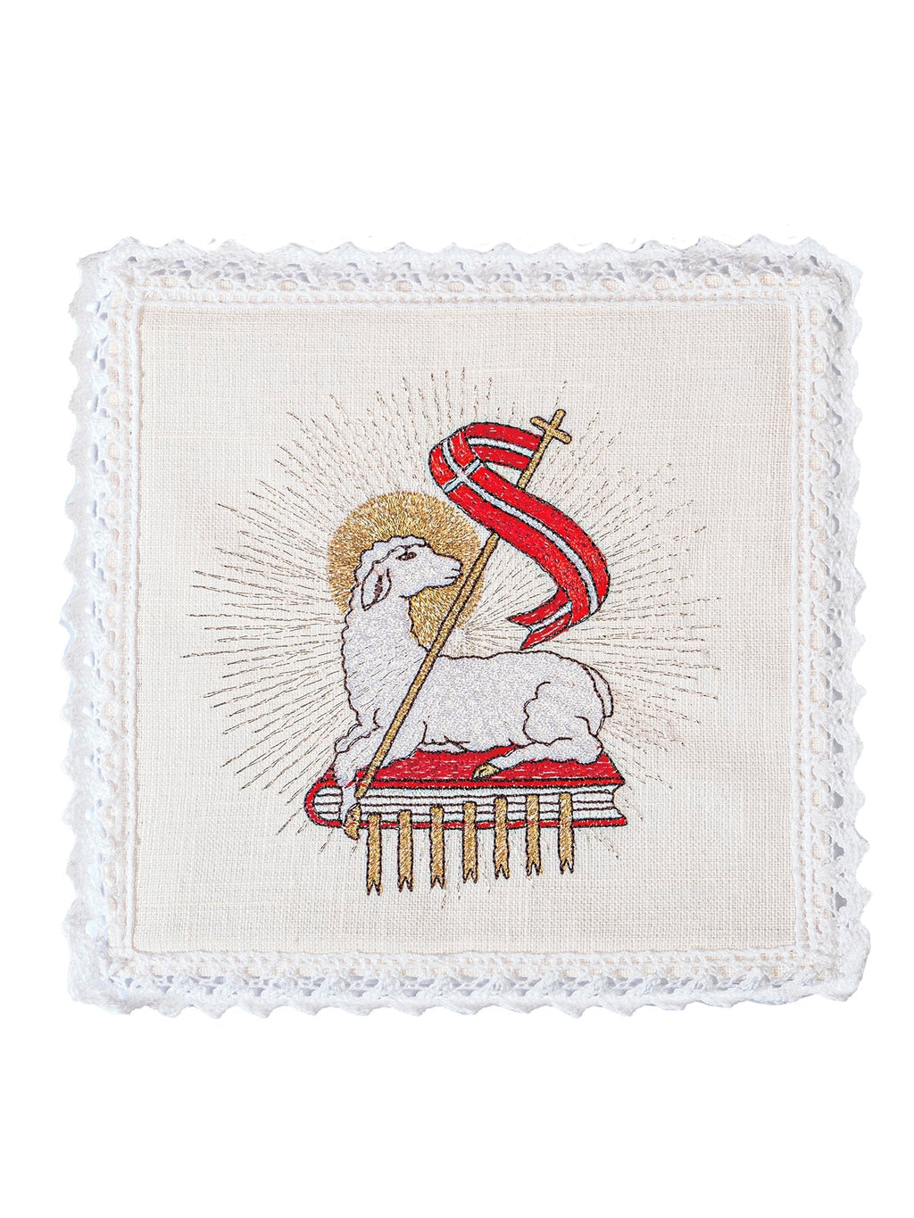 Linge d'autel en lin avec broderie en peau d'agneau KKL/100 - CHASUBLES.FR