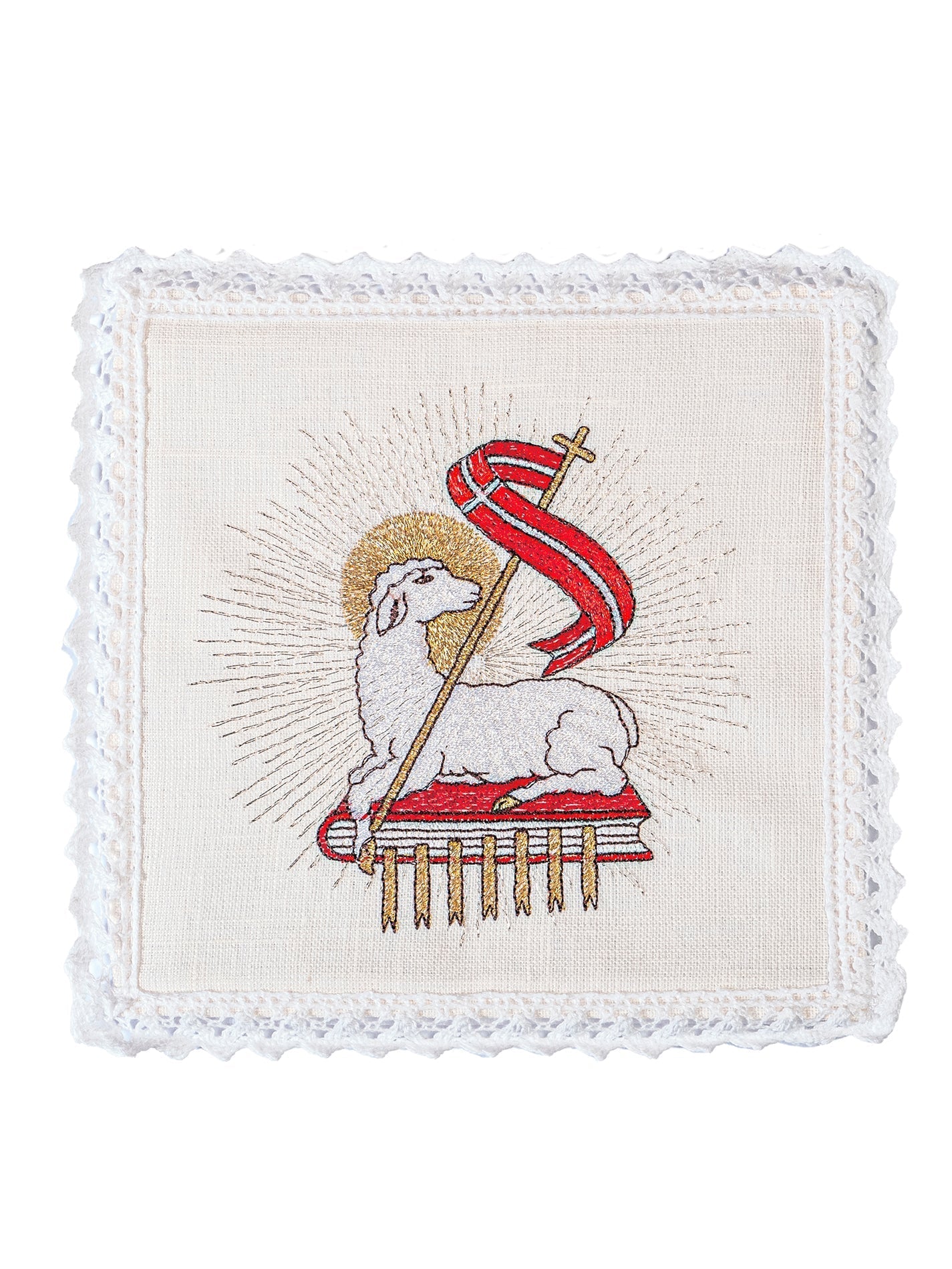 Linge d'autel en lin avec broderie en peau d'agneau KKL/100 - CHASUBLES.FR
