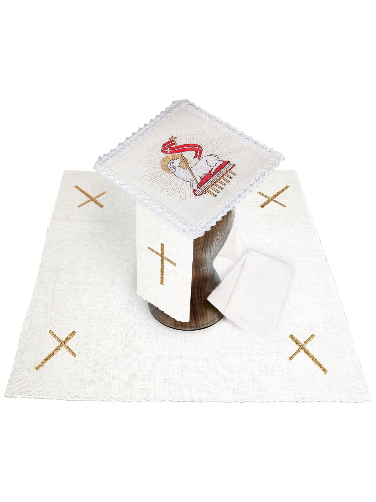 Linge d'autel en lin avec broderie en peau d'agneau KKL/100 - CHASUBLES.FR