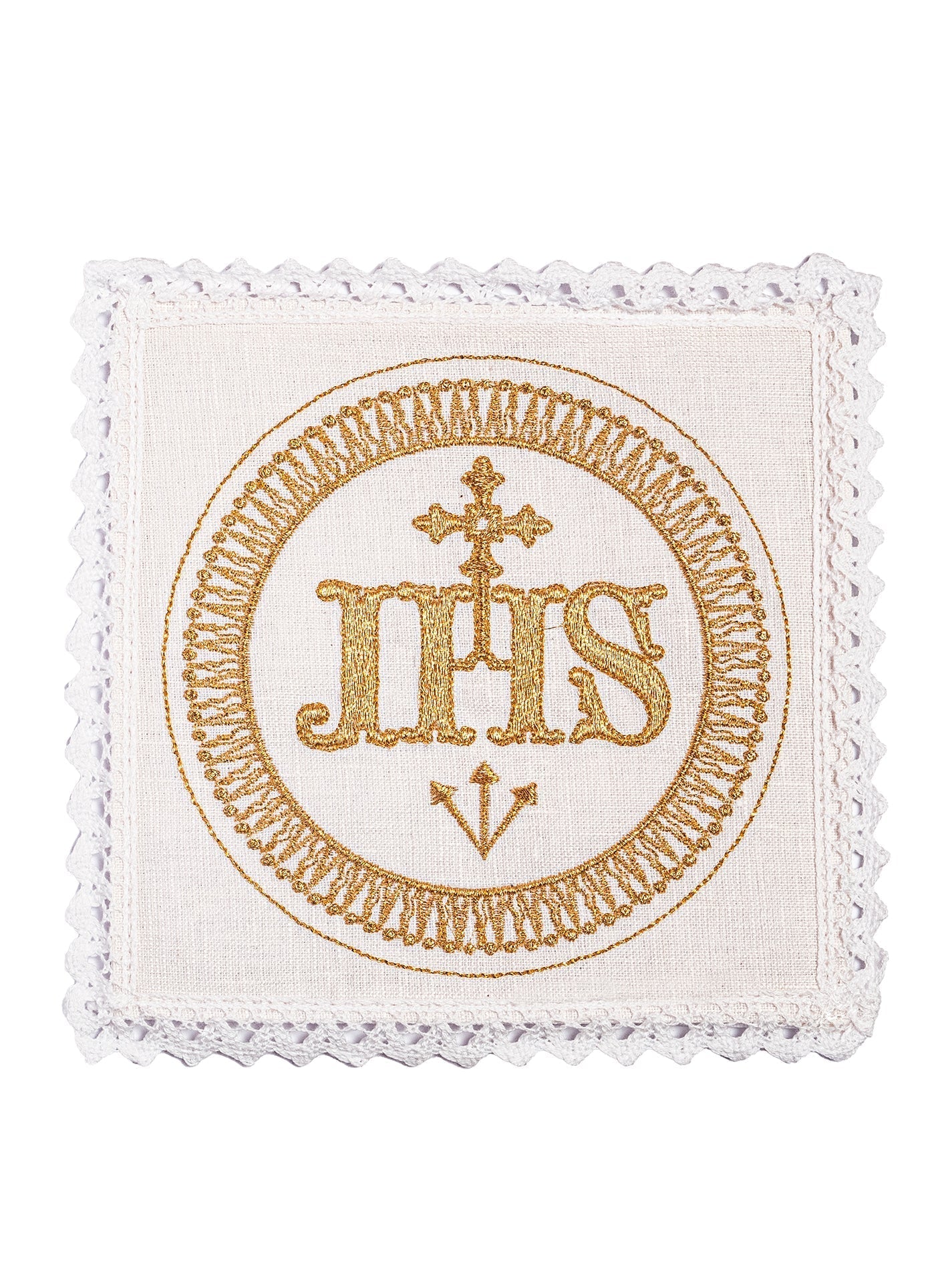 Linge d'autel en lin avec broderie IHS KKL/082 - CHASUBLES.FR