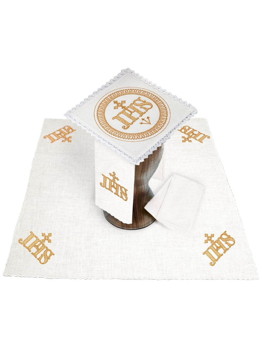 Linge d'autel en lin avec broderie IHS KKL/082 - CHASUBLES.FR