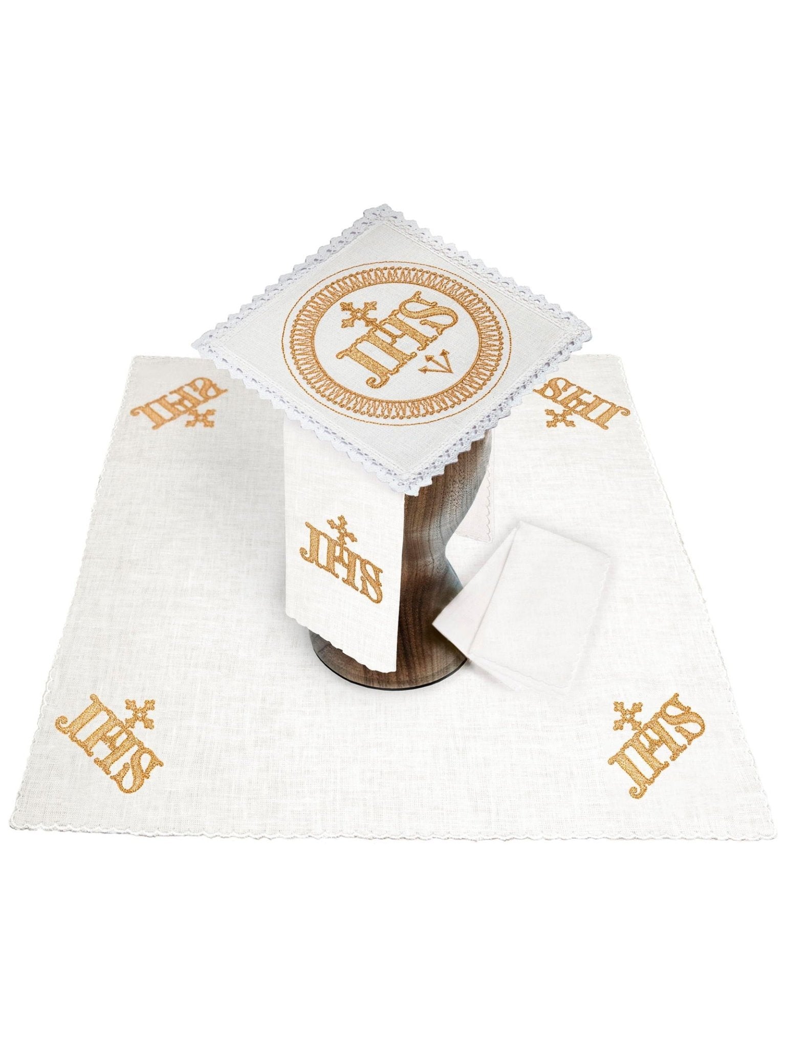 Linge d'autel en lin avec broderie IHS KKL/082 - CHASUBLES.FR