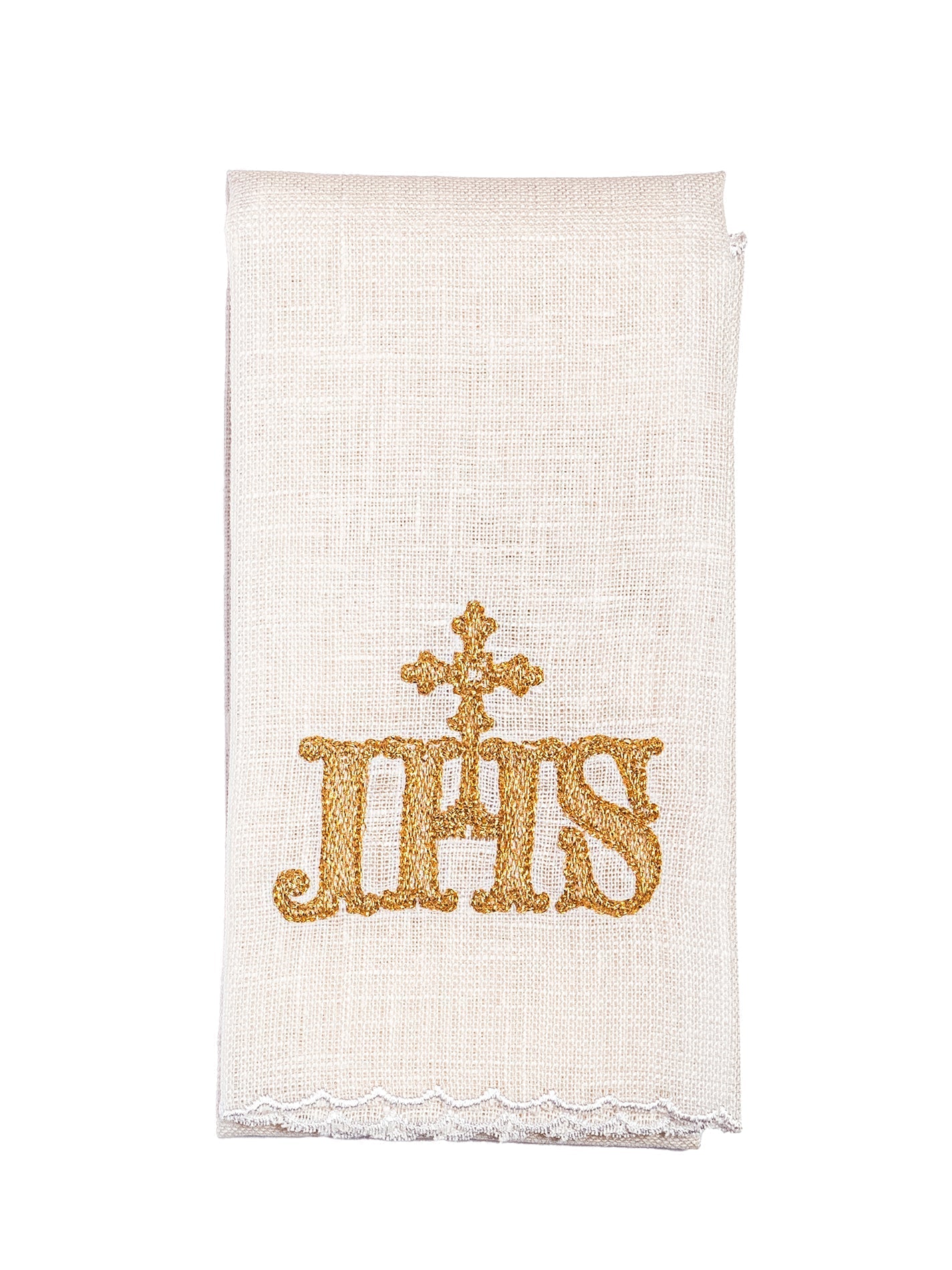 Linge d'autel en lin avec broderie IHS KKL/082 - CHASUBLES.FR