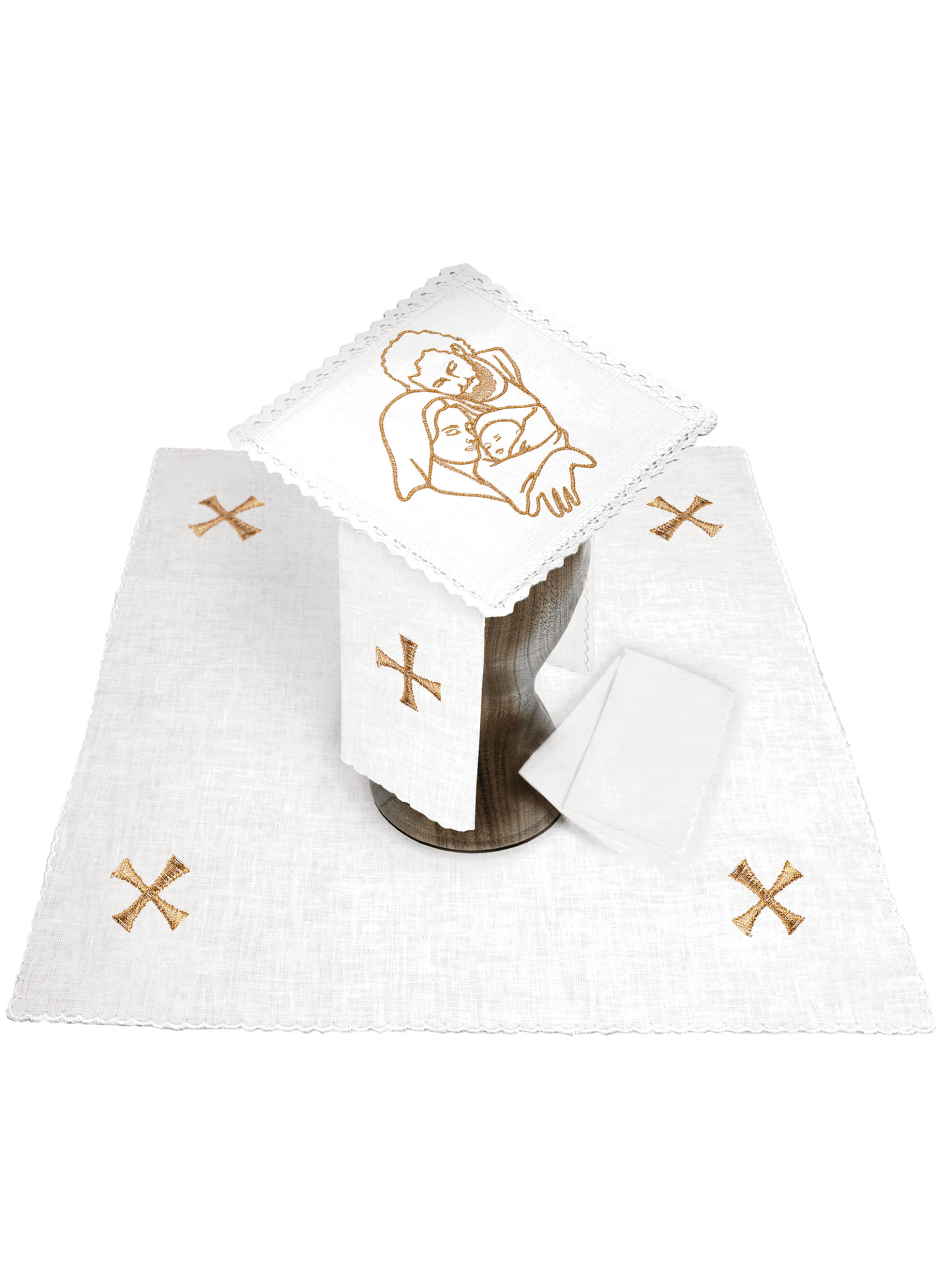 Linge d'autel en lin avec le symbole IHS KKL/120 - CHASUBLES.FR
