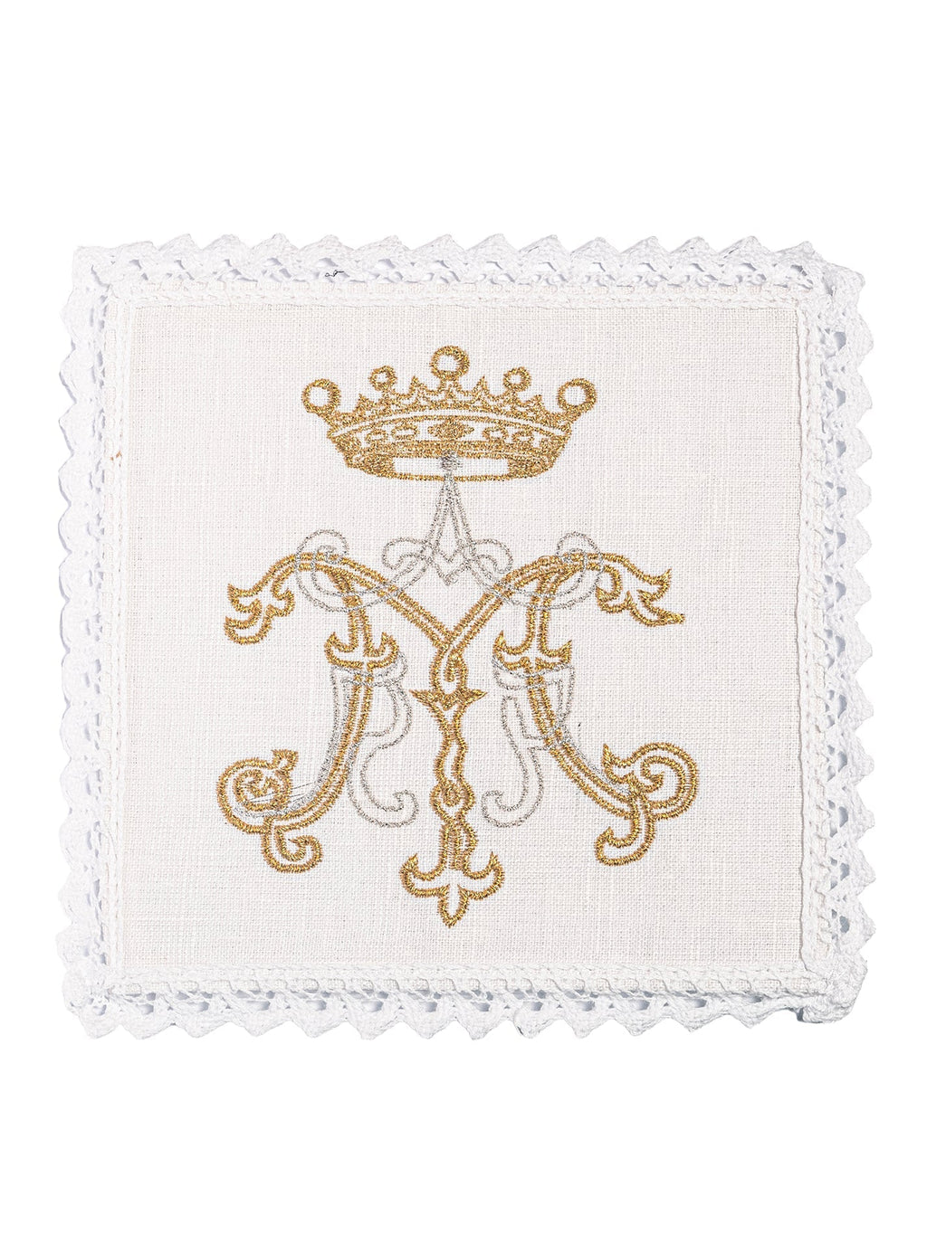 Linge d'autel en lin avec une broderie dorée mariale KKL/020 - CHASUBLES.FR