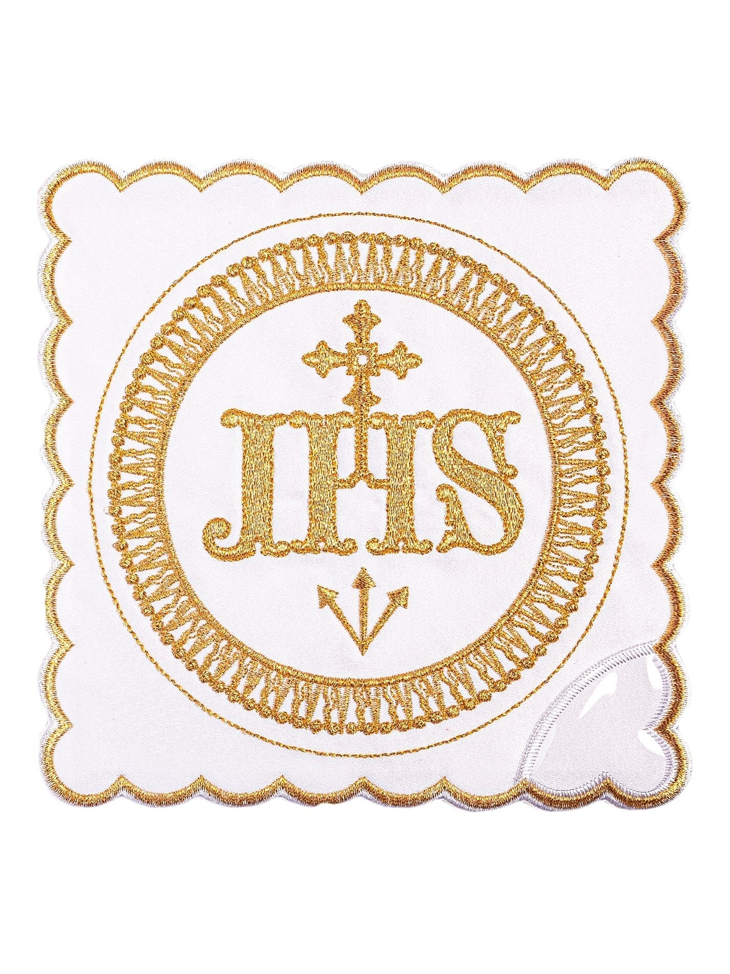 Linge d'autel en lin brodé avec le motif IHS KK/082 - CHASUBLES.FR