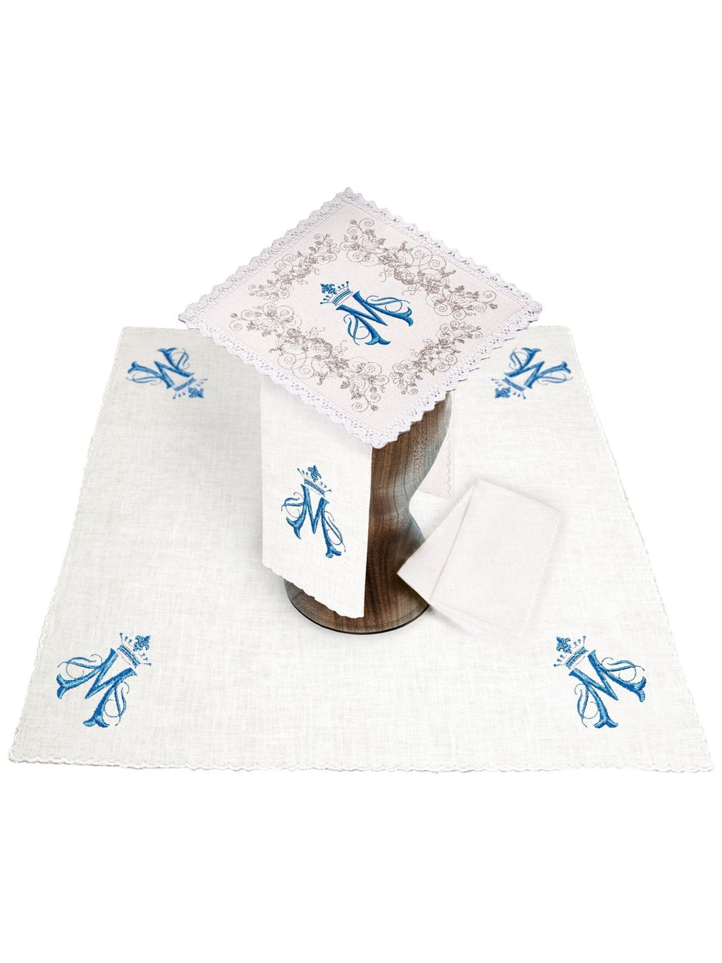 Linge d'autel en lin brodé avec le motif marial KKL/161 - CHASUBLES.FR