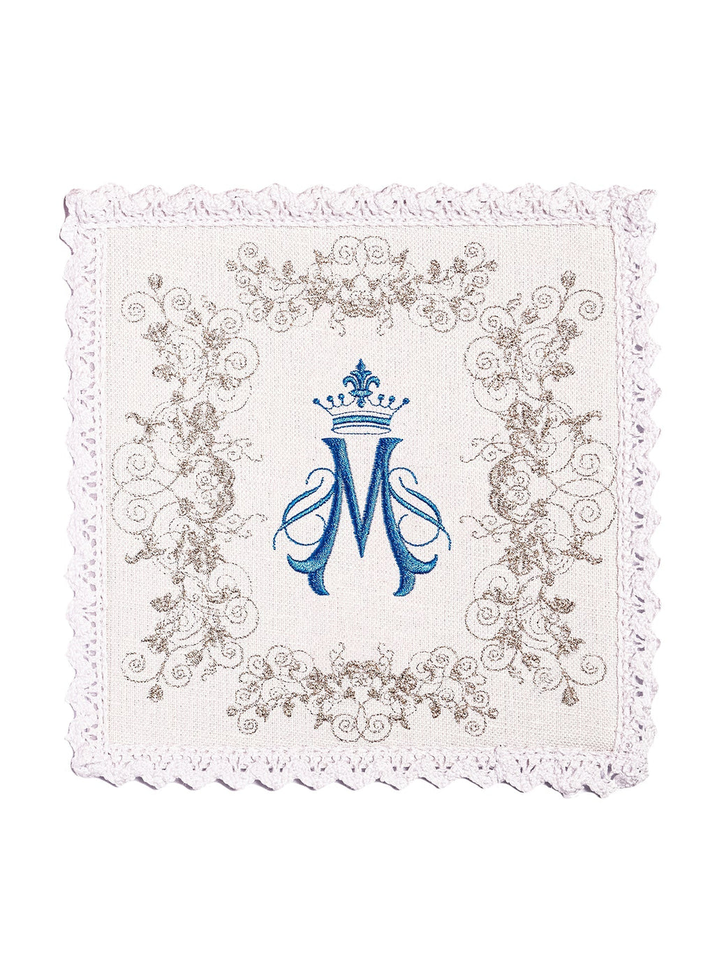 Linge d'autel en lin brodé avec le motif marial KKL/161 - CHASUBLES.FR