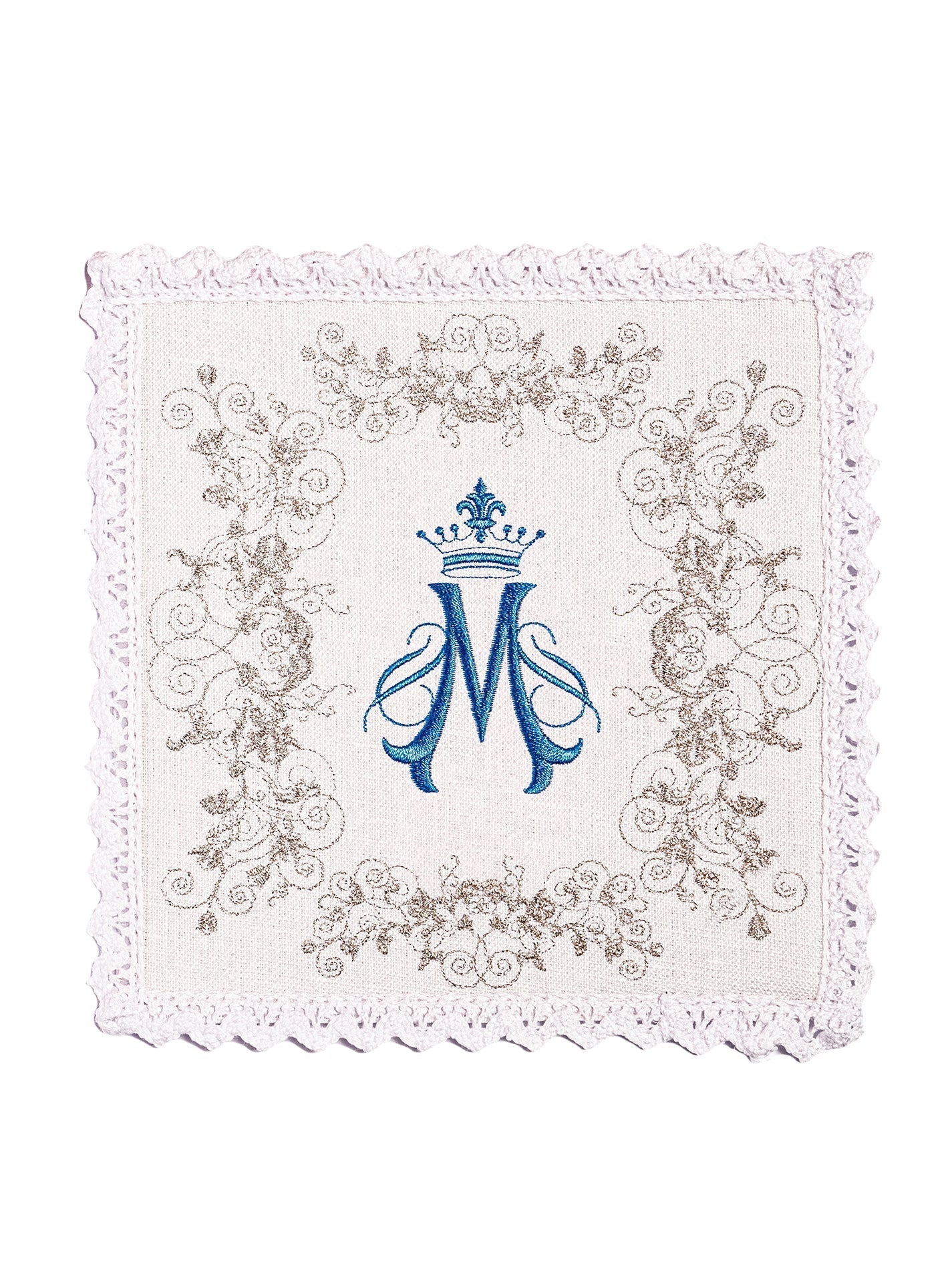 Linge d'autel en lin brodé avec le motif marial KKL/161 - CHASUBLES.FR